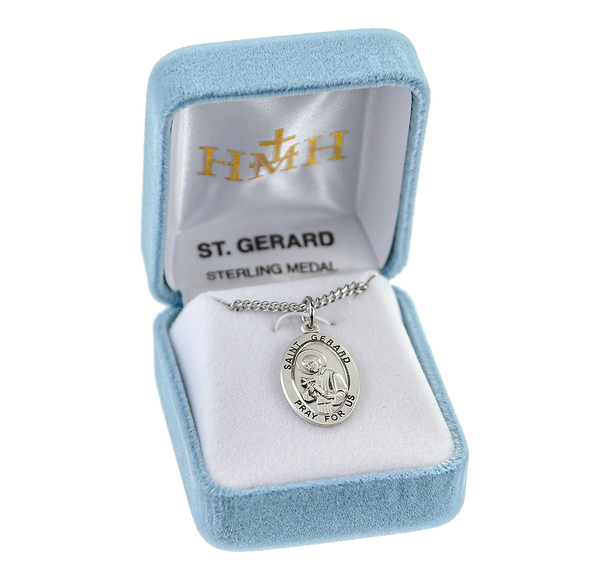 Patron Saint Gerard Oval Sterling Silver Medal Pendant with Chain