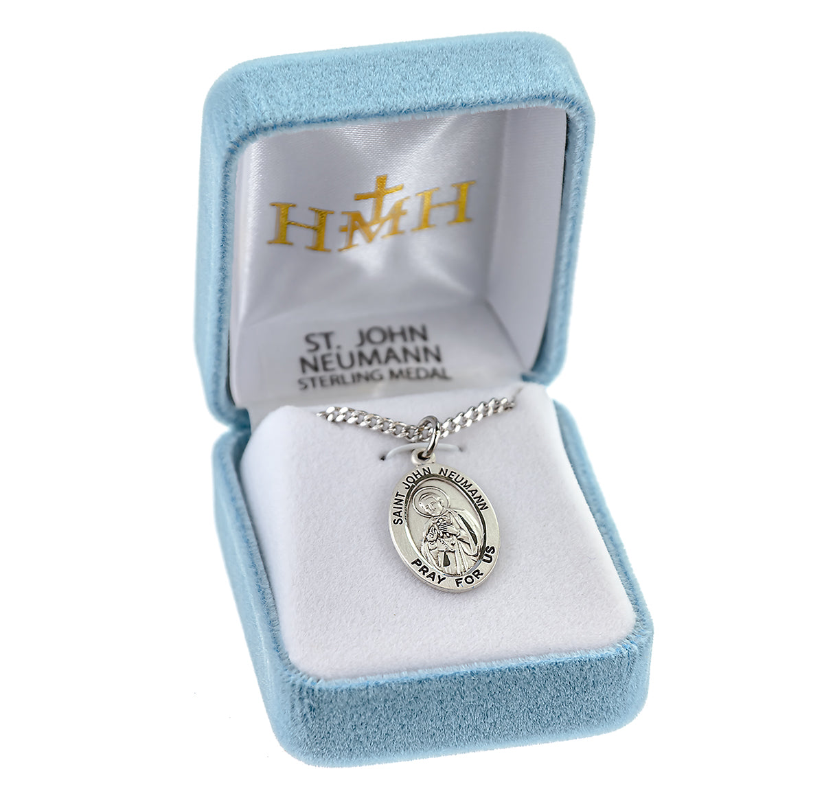 Patron Saint John Neumann Oval Sterling Silver Medal Pendant with Chain