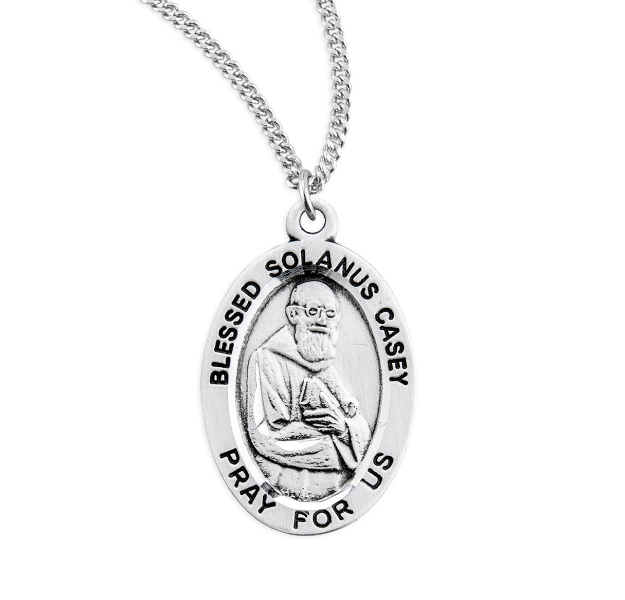 Blessed Solanus Casey Oval Sterling Silver Medal Pendant with Chain