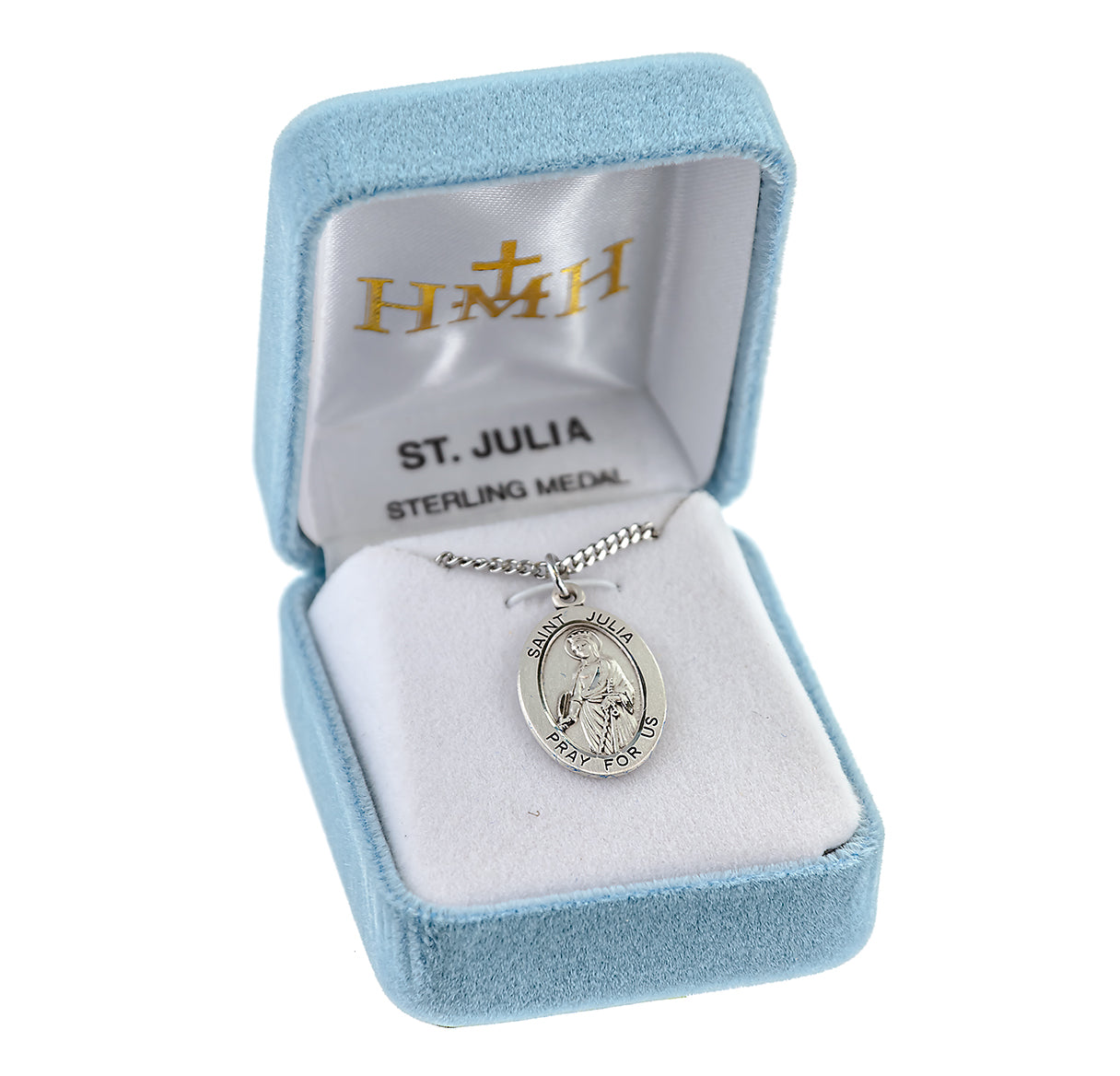Patron Saint Julia Oval Sterling Silver Medal Pendant with Chain