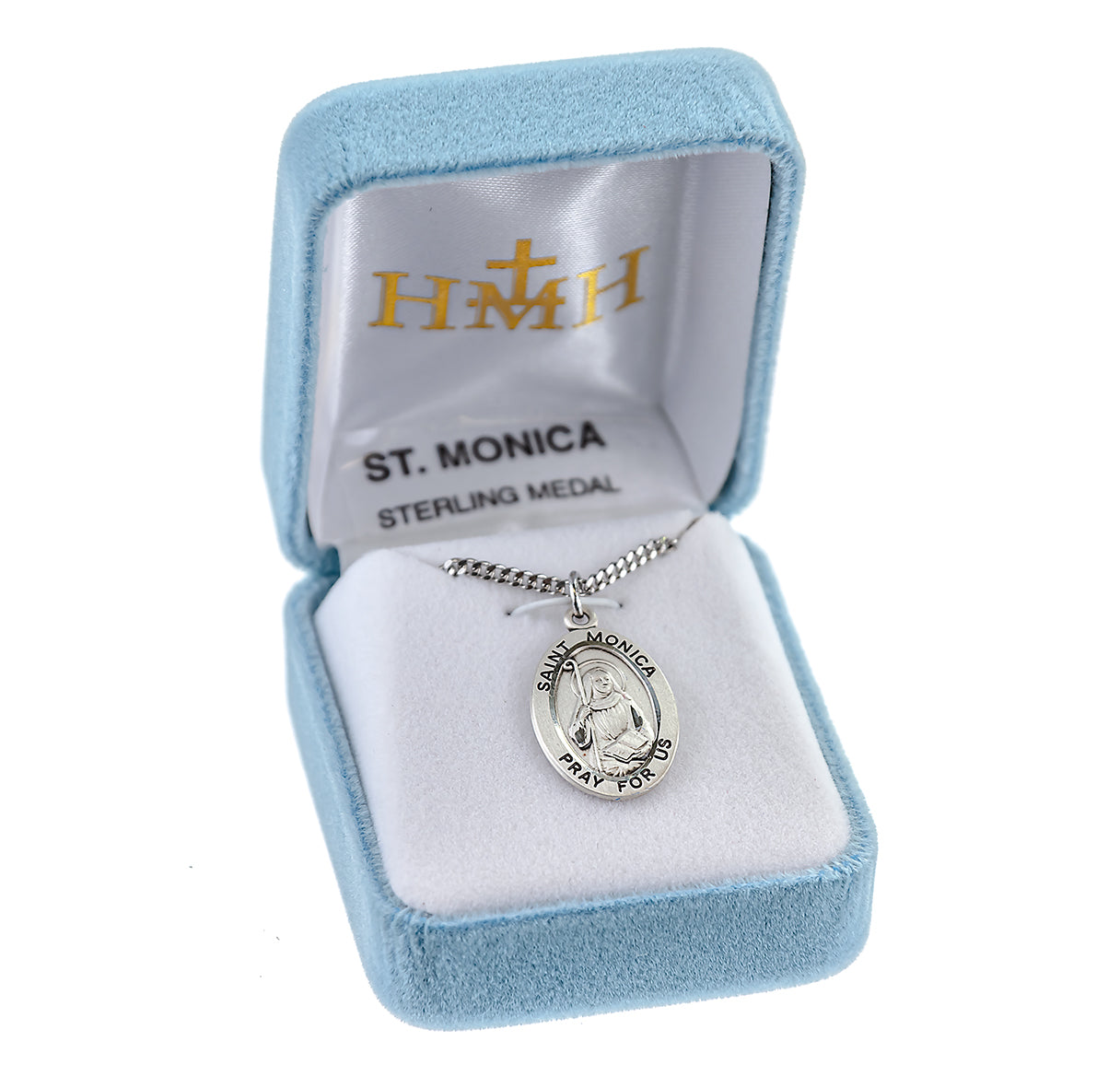 Patron Saint Monica Oval Sterling Silver Medal Pendant with Chain