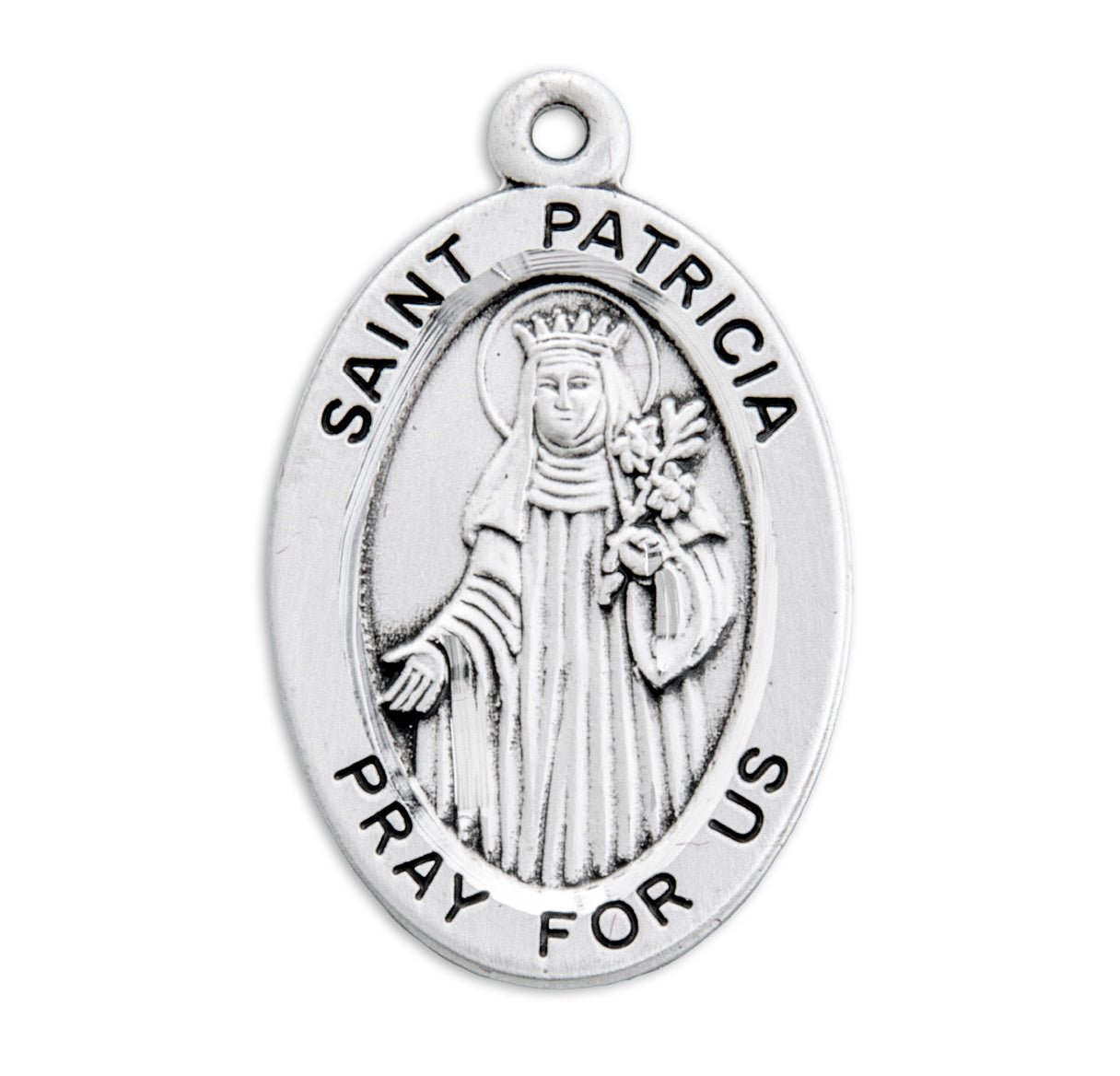 Patron Saint Patricia Sterling Silver Medal Pendant with Chain