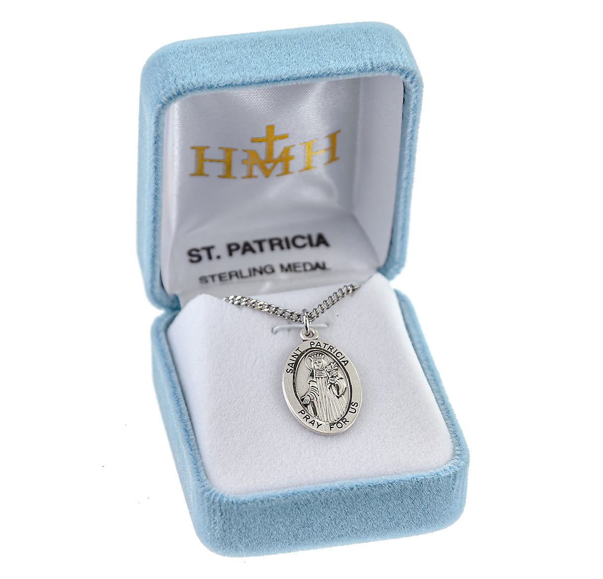 Patron Saint Patricia Sterling Silver Medal Pendant with Chain