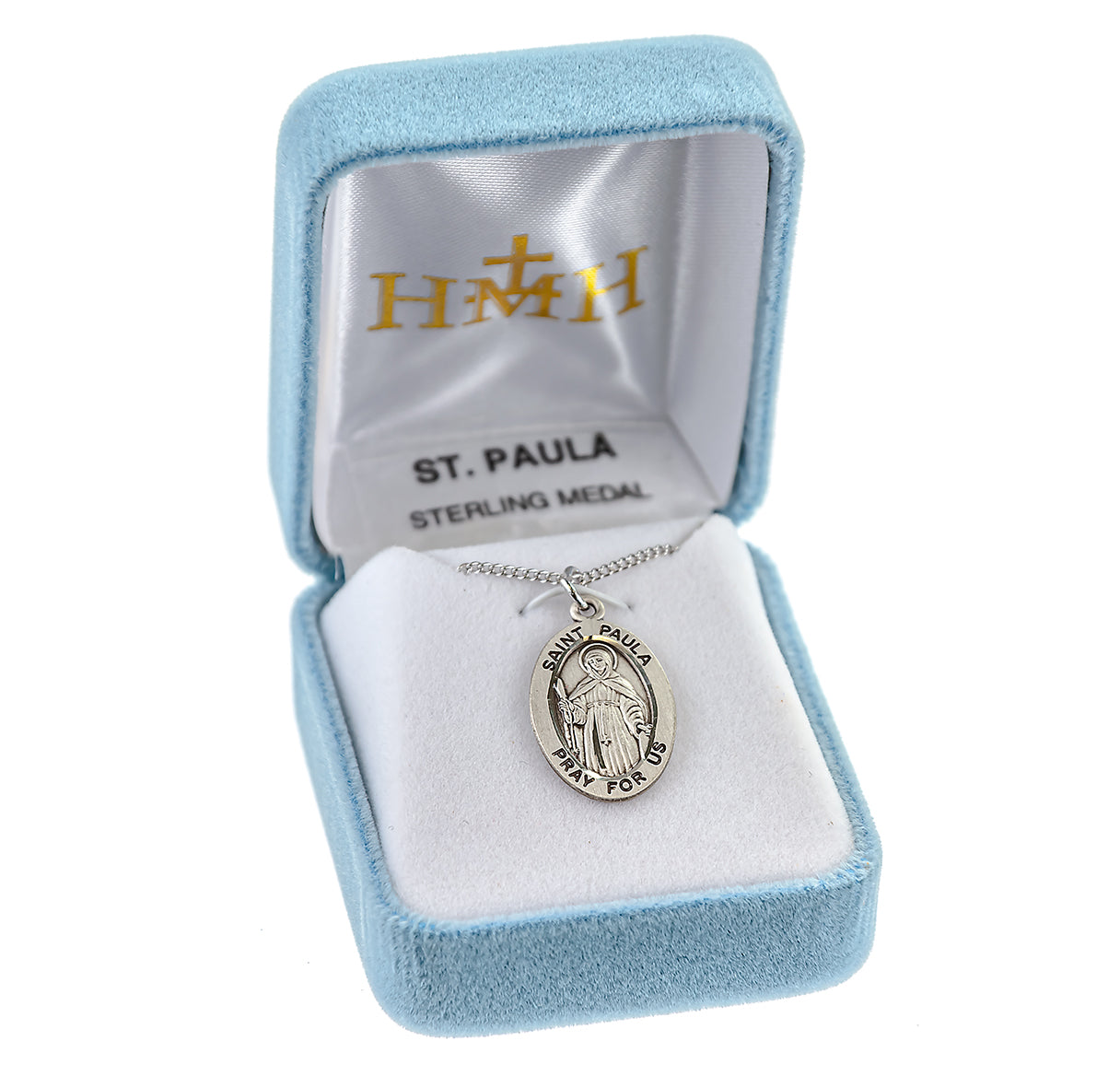 Patron Saint Paula Oval Sterling Silver Medal Pendant with Chain