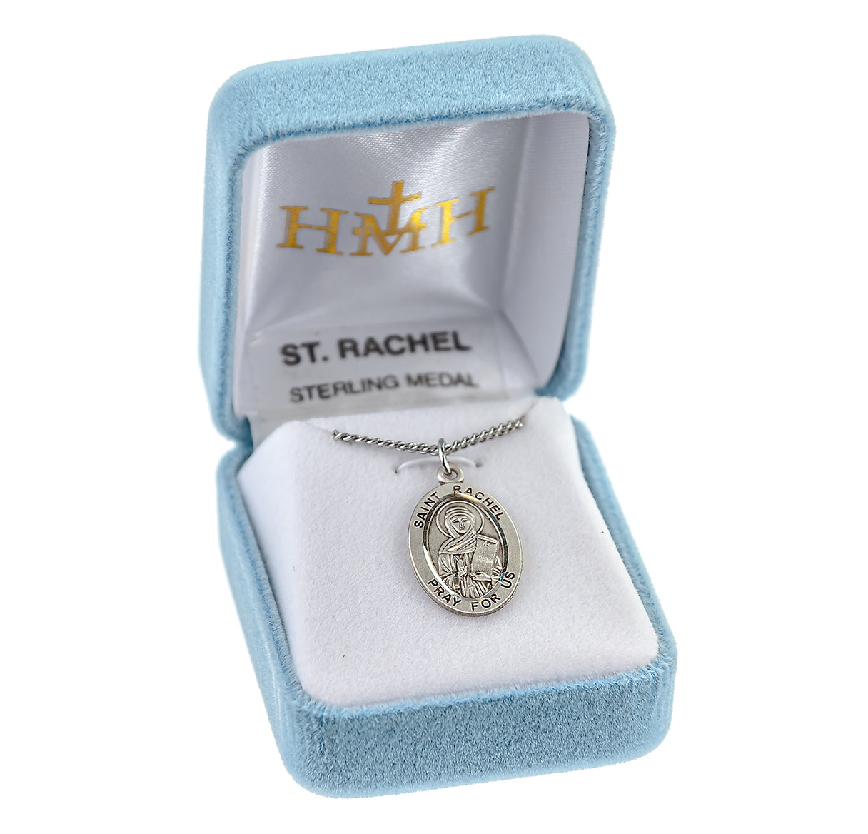 Patron Saint Rachel Oval Sterling Silver Medal Pendant with Chain