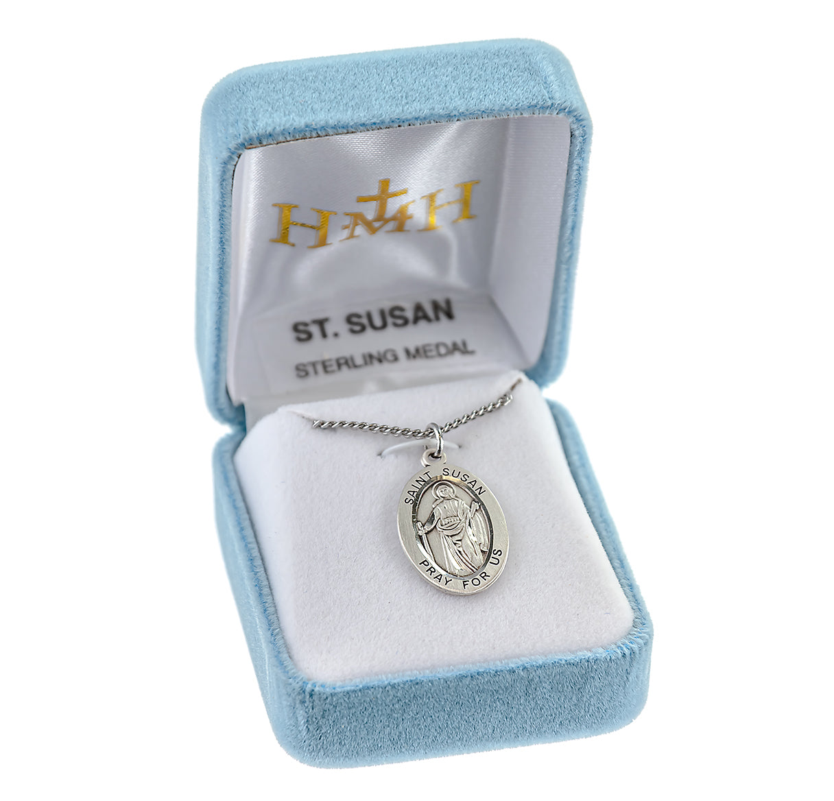 Patron Saint Susan Oval Sterling Silver Medal Pendant with Chain