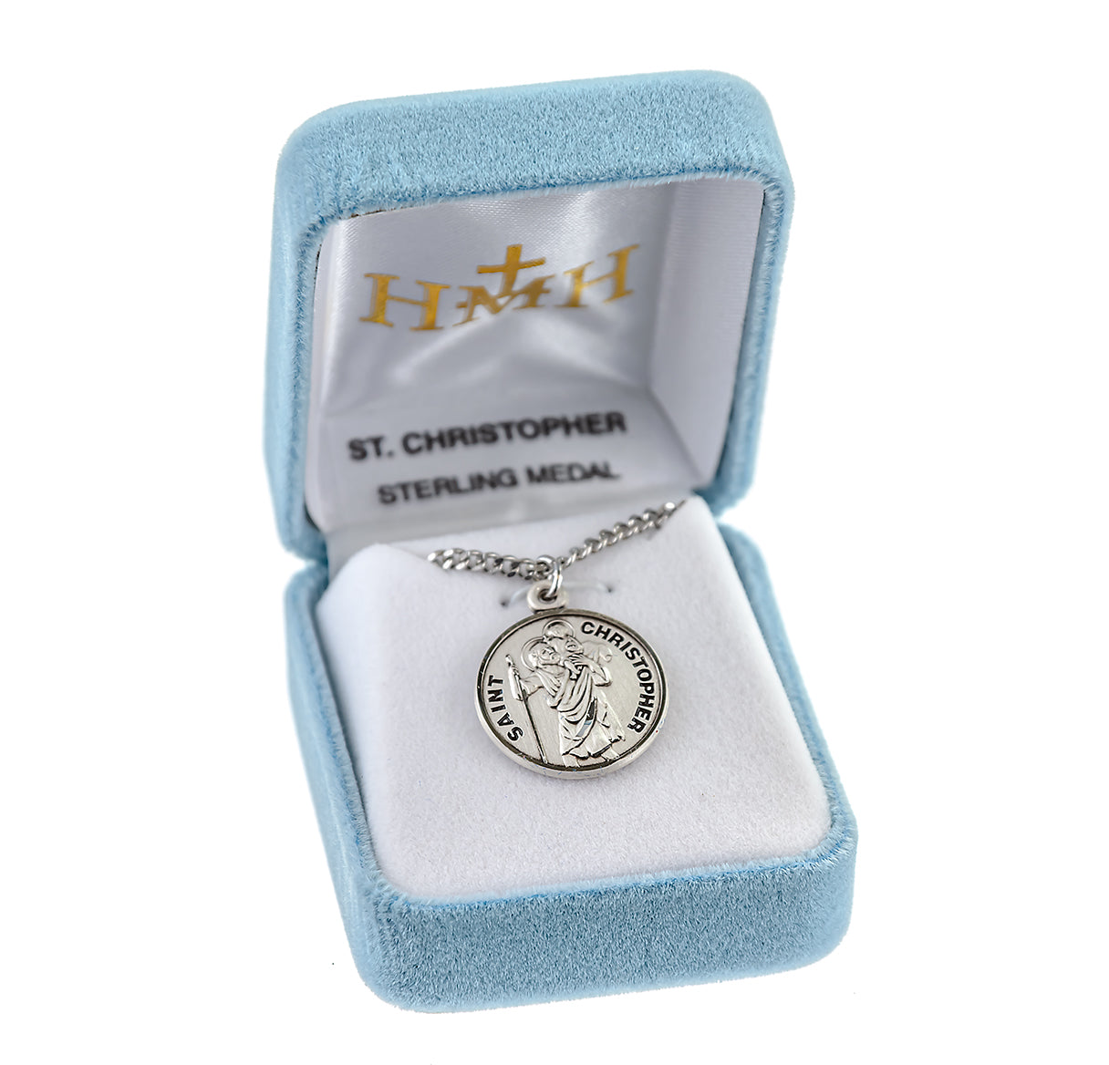 Paint Christopher Round Sterling Silver Medal Pendant with Chain