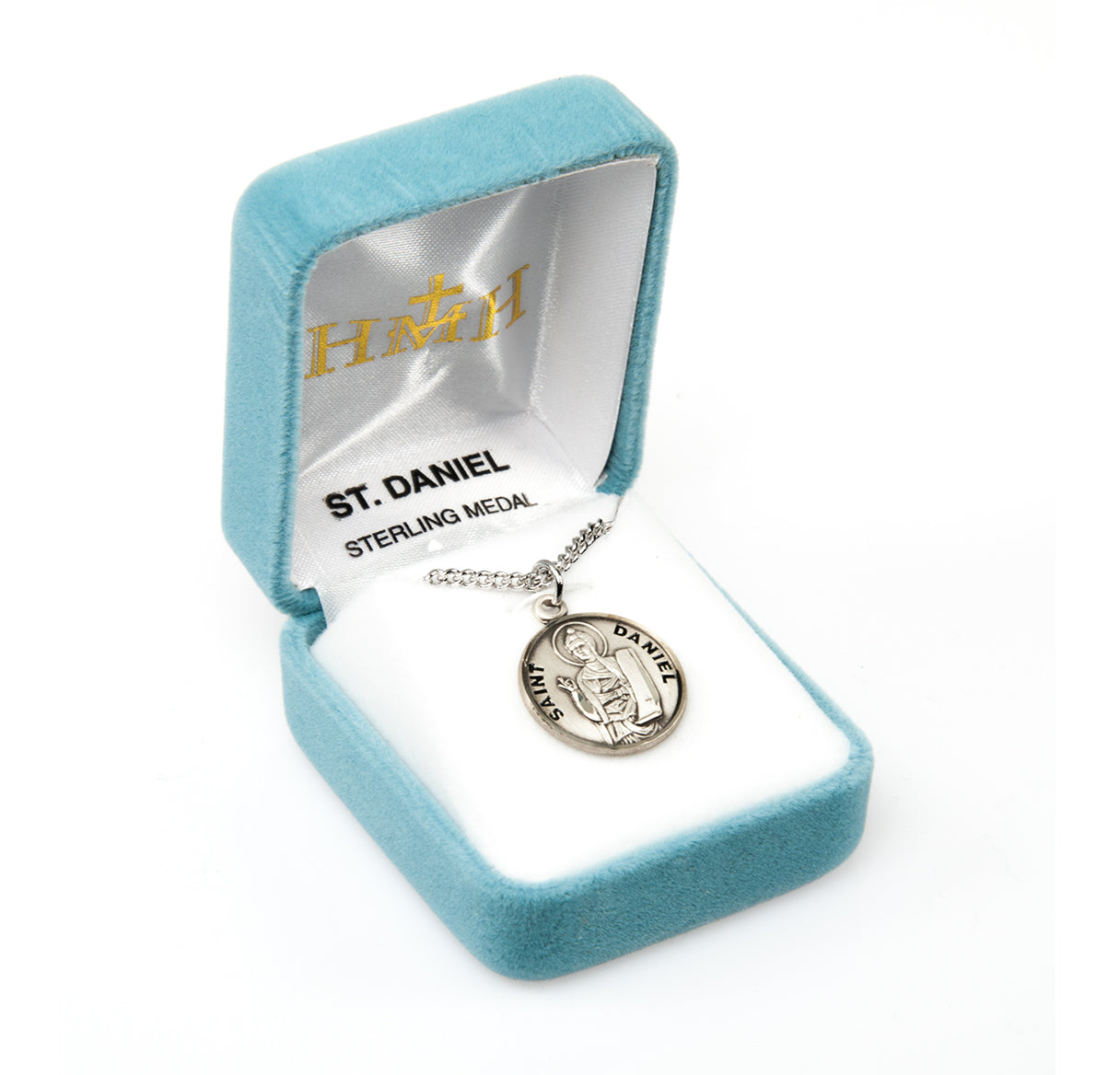 Patron Saint Daniel Round Sterling Silver Medal Pendant with Chain