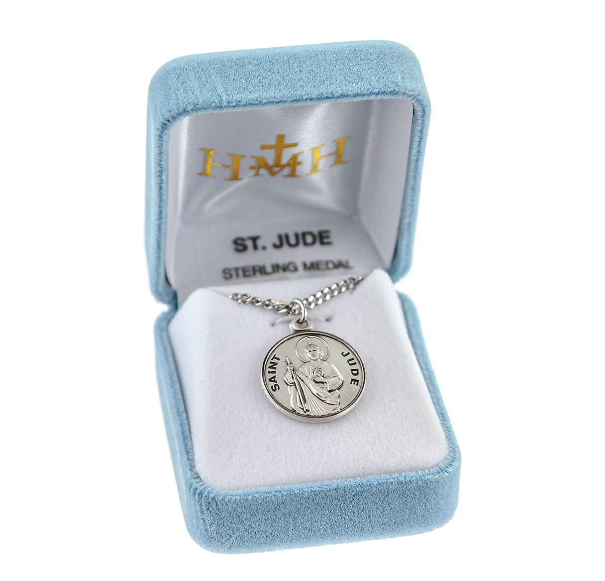 Patron Saint Jude Round Sterling Silver Medal Pendant with Chain