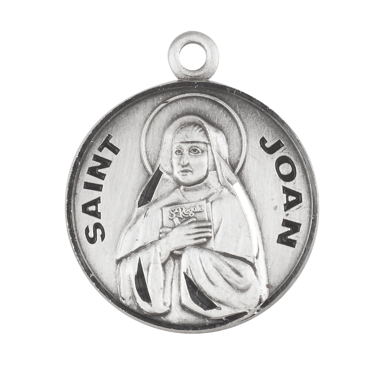 Patron Saint Joan Round Sterling Silver Medal Pendant with Chain