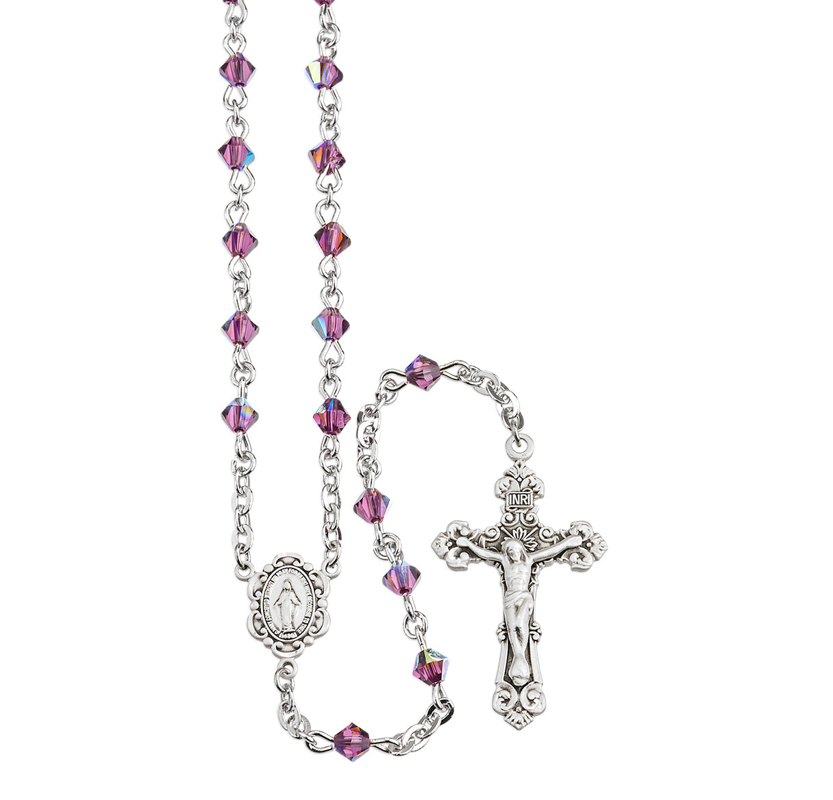 4mm Amethyst Finest Crystal Bi-Cone Beads