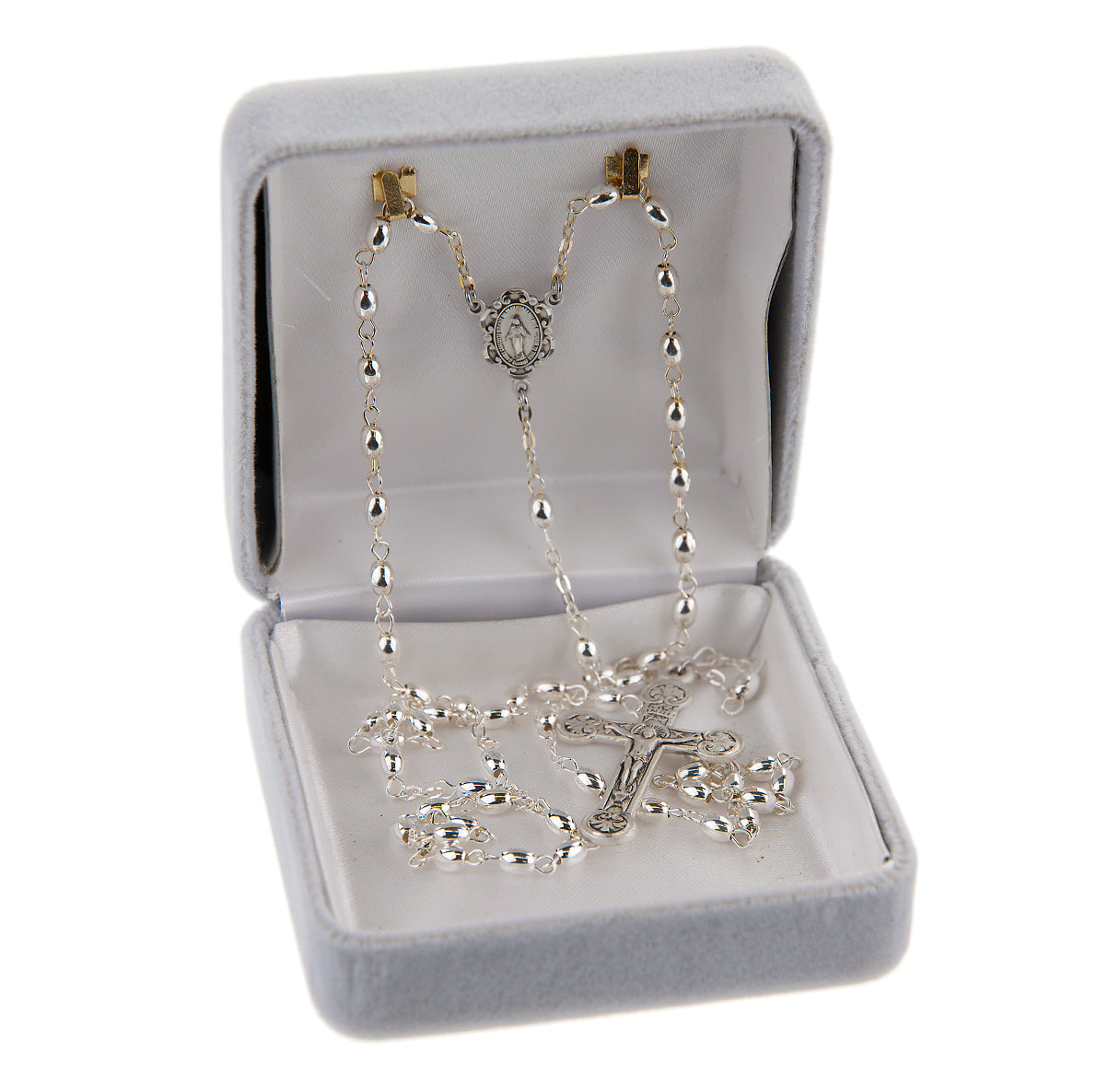 Sterling Silver Rosary Hand Made with Oval Sterling Beads 3mmx5mm