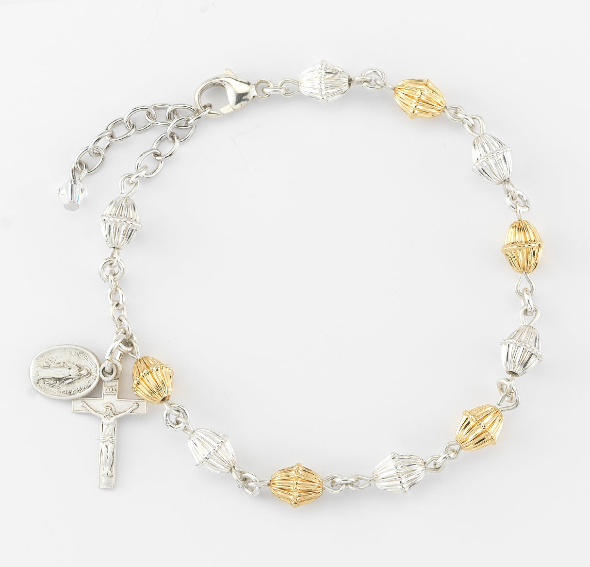 Corrugated Gold Over Sterling Rosary Bracelet | 16kt Gold Plated .925 Silver