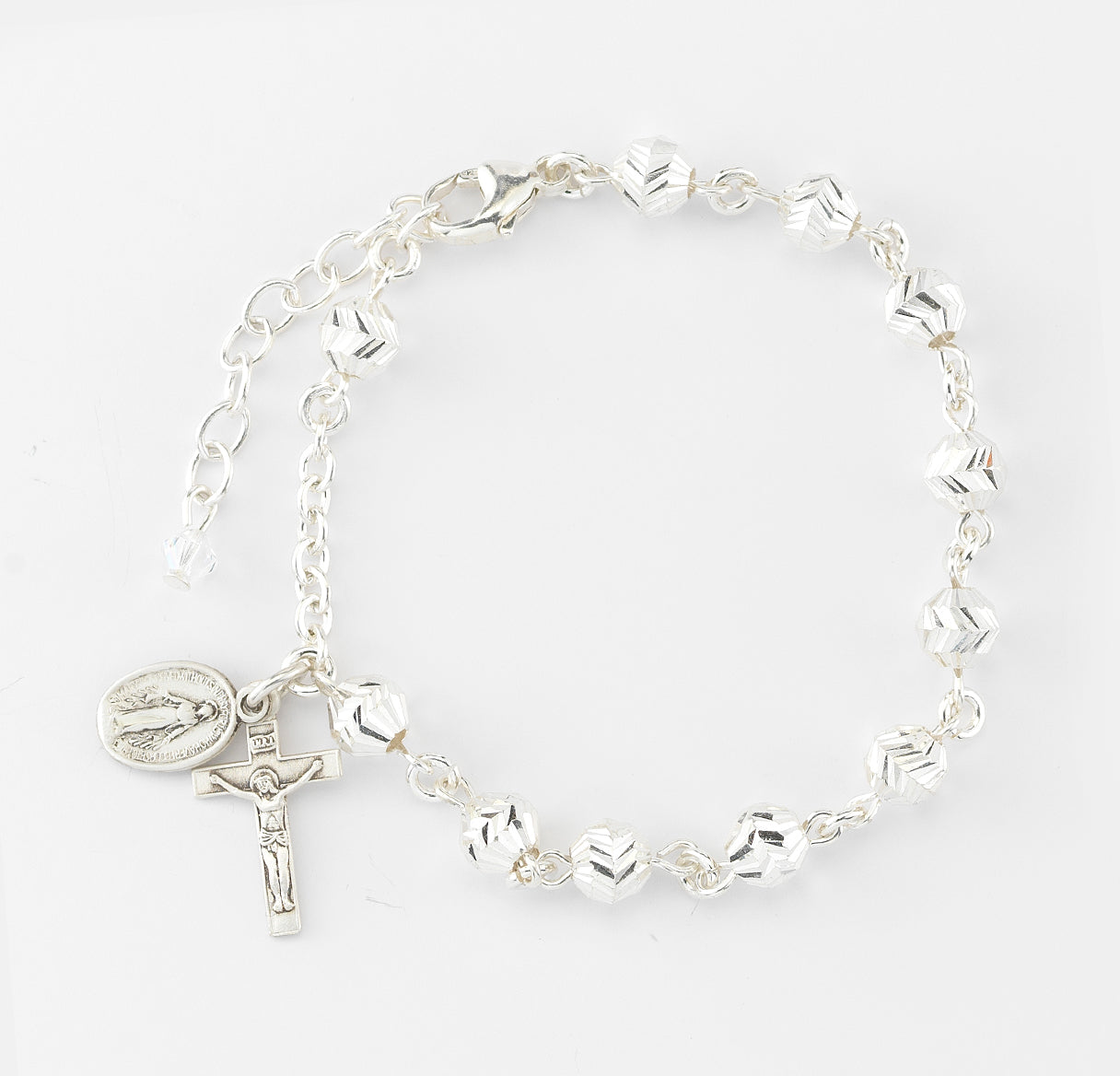 Diamond Cut Sterling Silver Rosary Bracelet 5mm | .925 Silver