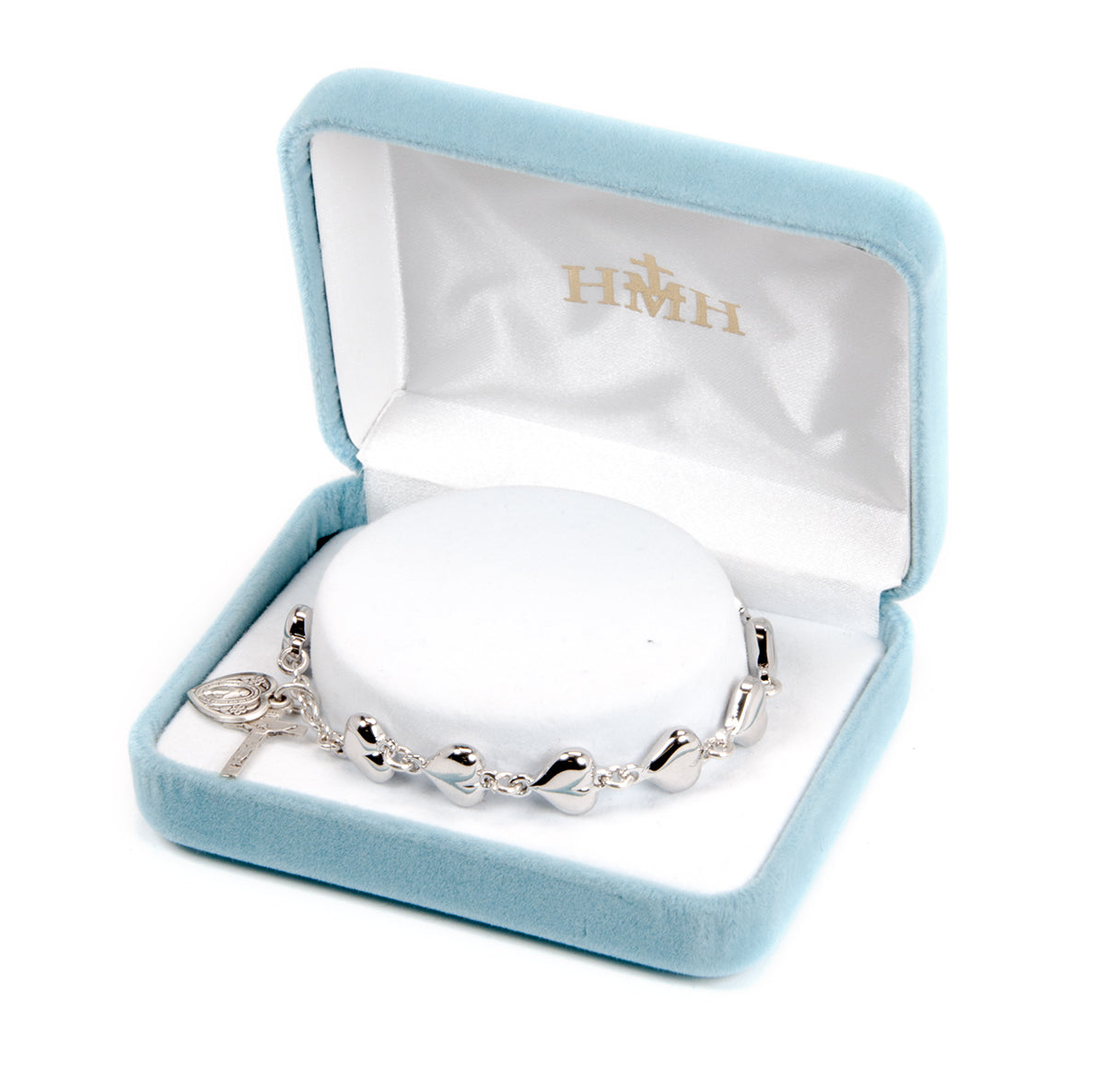 Heart Shape Sterling Silver Rosary Bracelet | .925 Silver