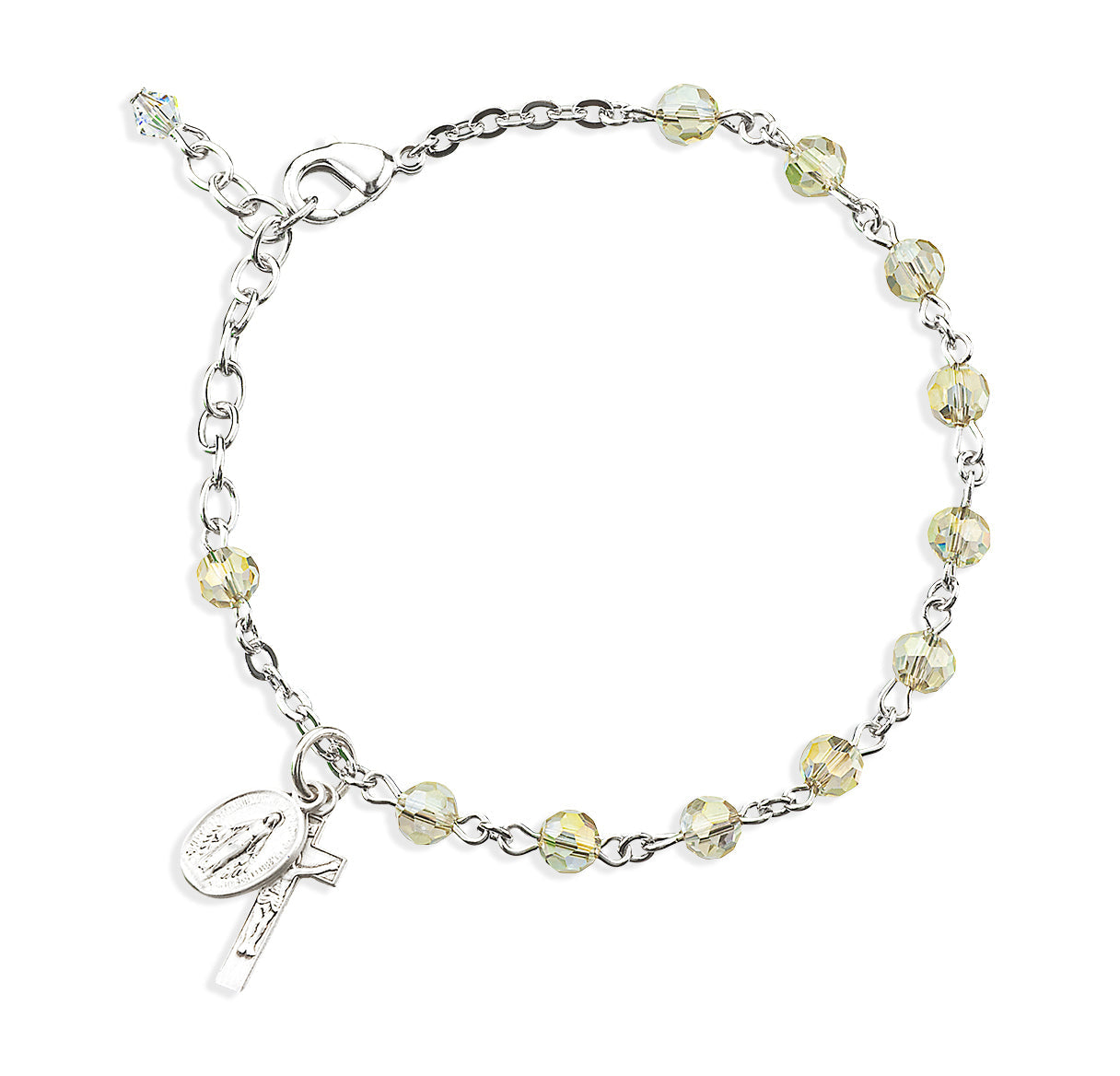 Silk Round Faceted Crystal Rosary Bracelet | Catholic Rosary