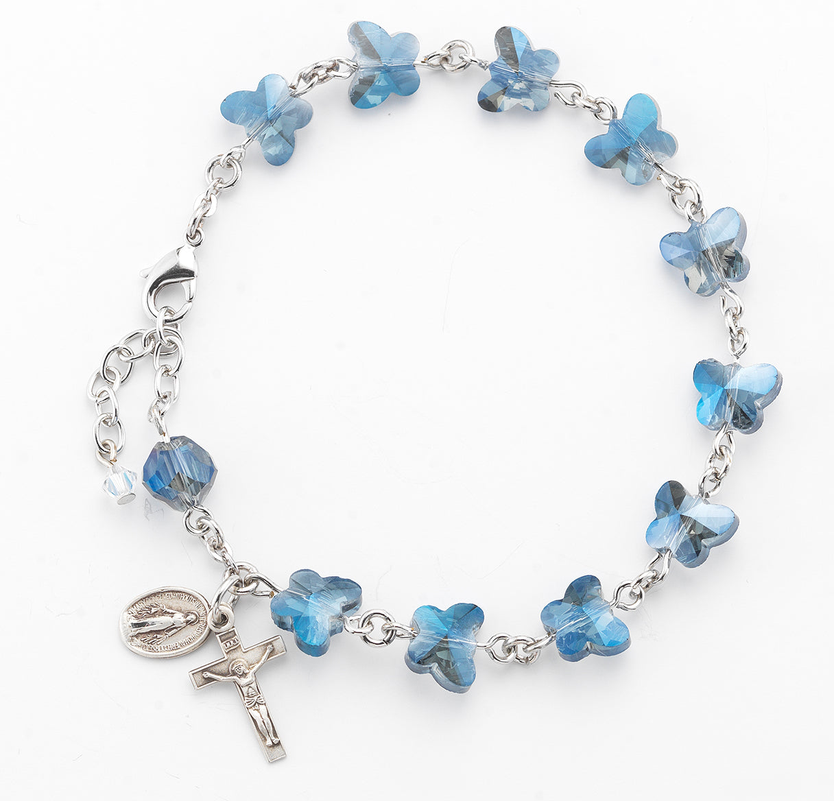 Dark Blue Butterfly Rosary Bracelet | Catholic Rosary
