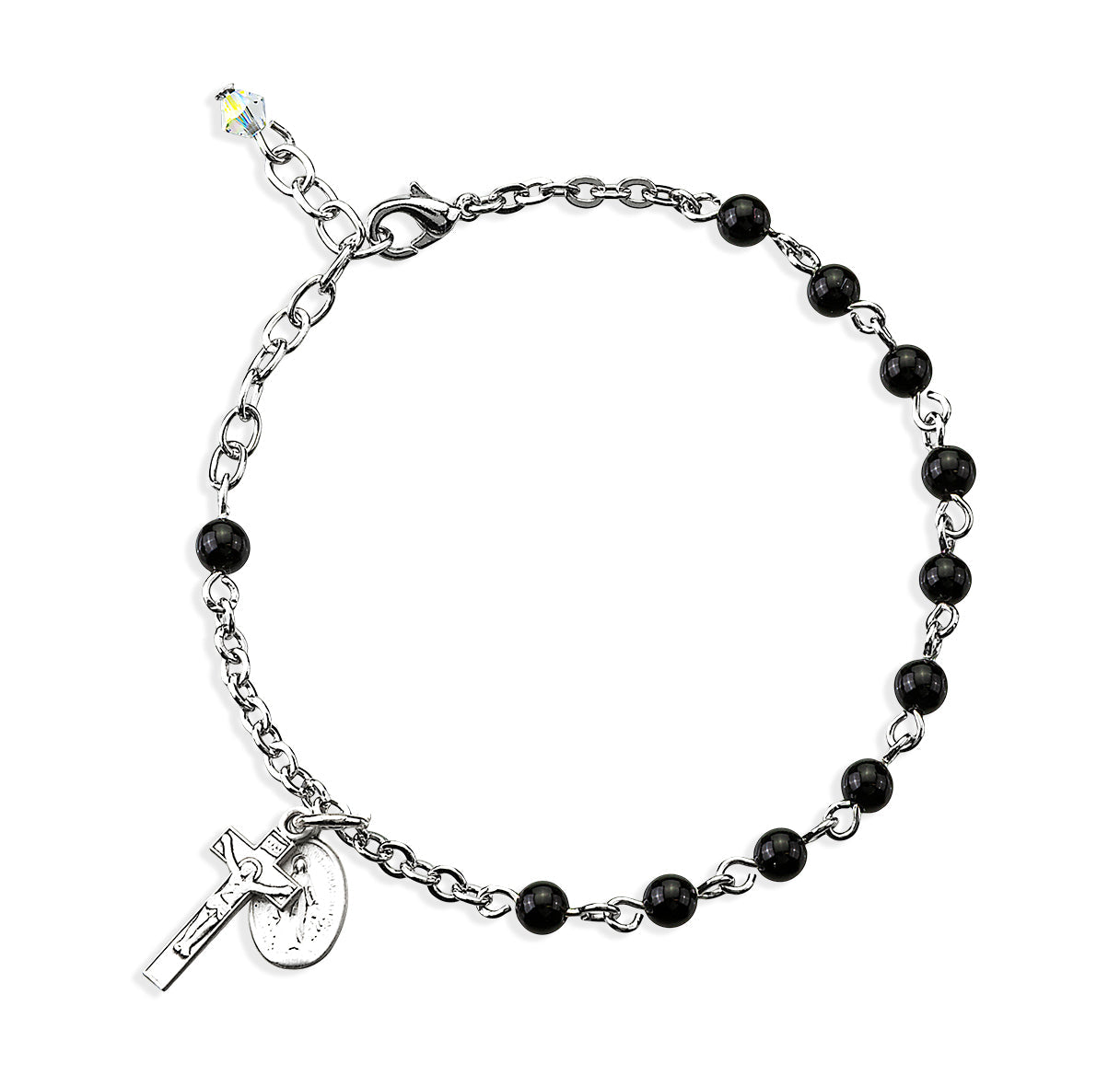 Genuine Onyx Round Rosary Bracelet | Catholic Rosary