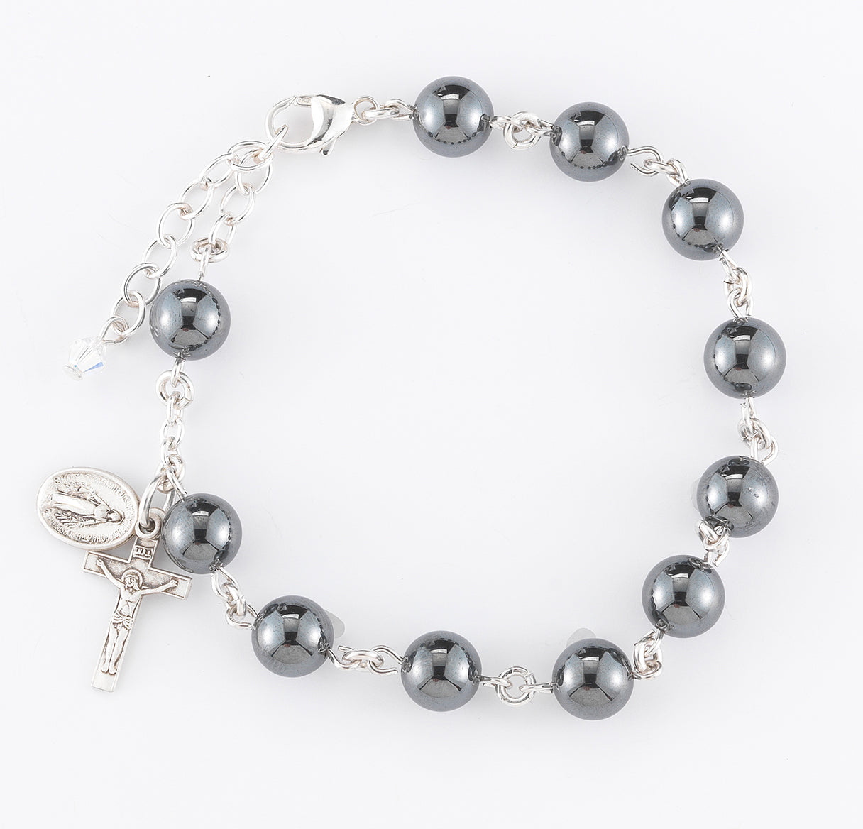 Genuine Hematite Round Rosary Bracelet | Catholic Rosary