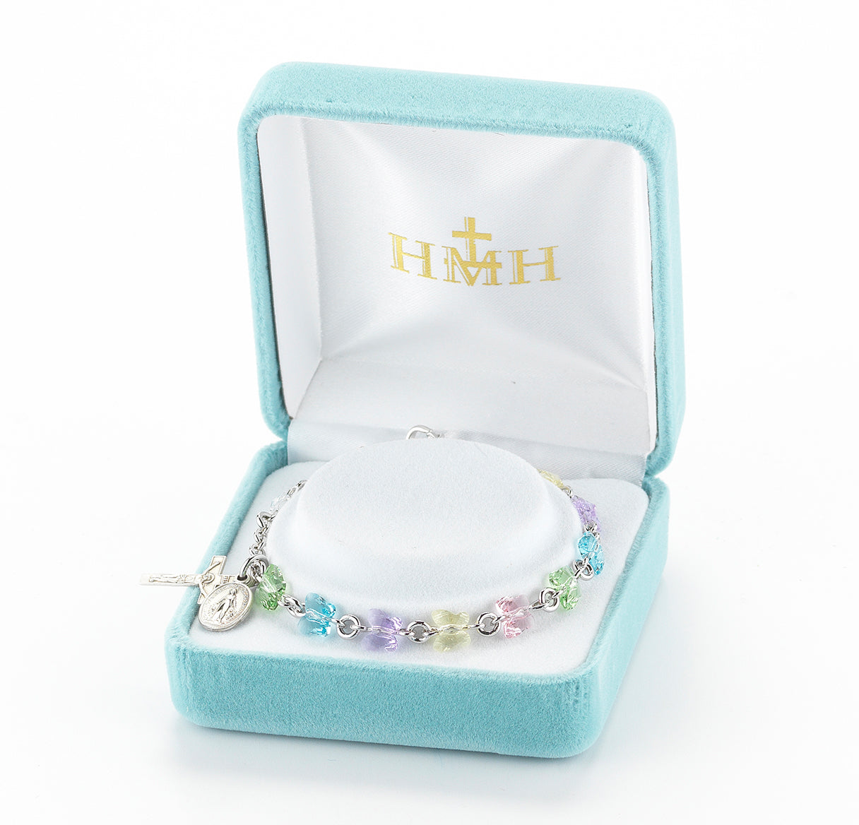 Rosary Bracelet Created with 6mm Multi-Color Finest Austrian Crystal Butterfly Beads by HMH | Catholic Rosary