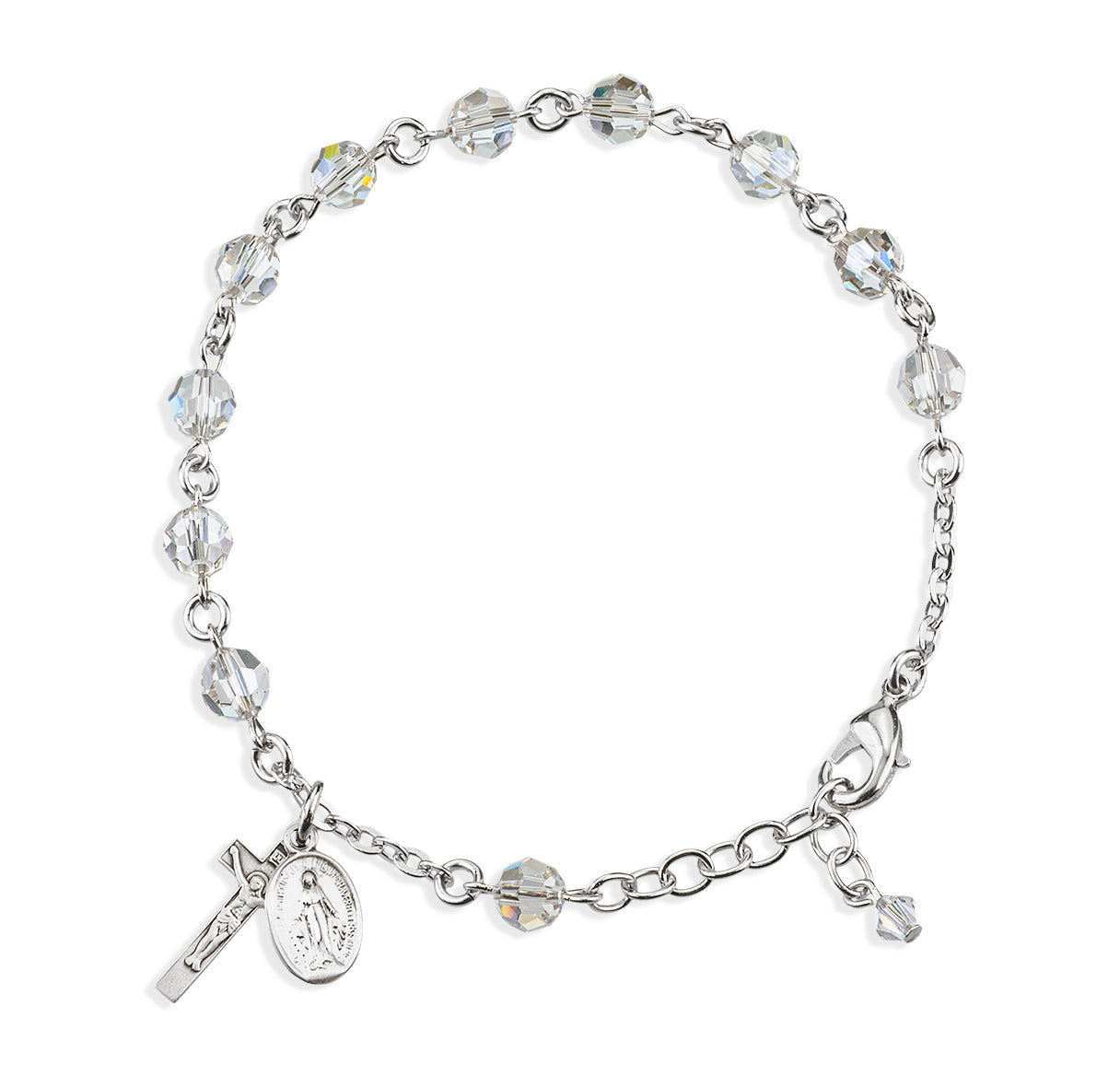 Rosary Bracelet Created with 6mm Clear Finest Austrian Crystal Round Beads by HMH | Catholic Rosary
