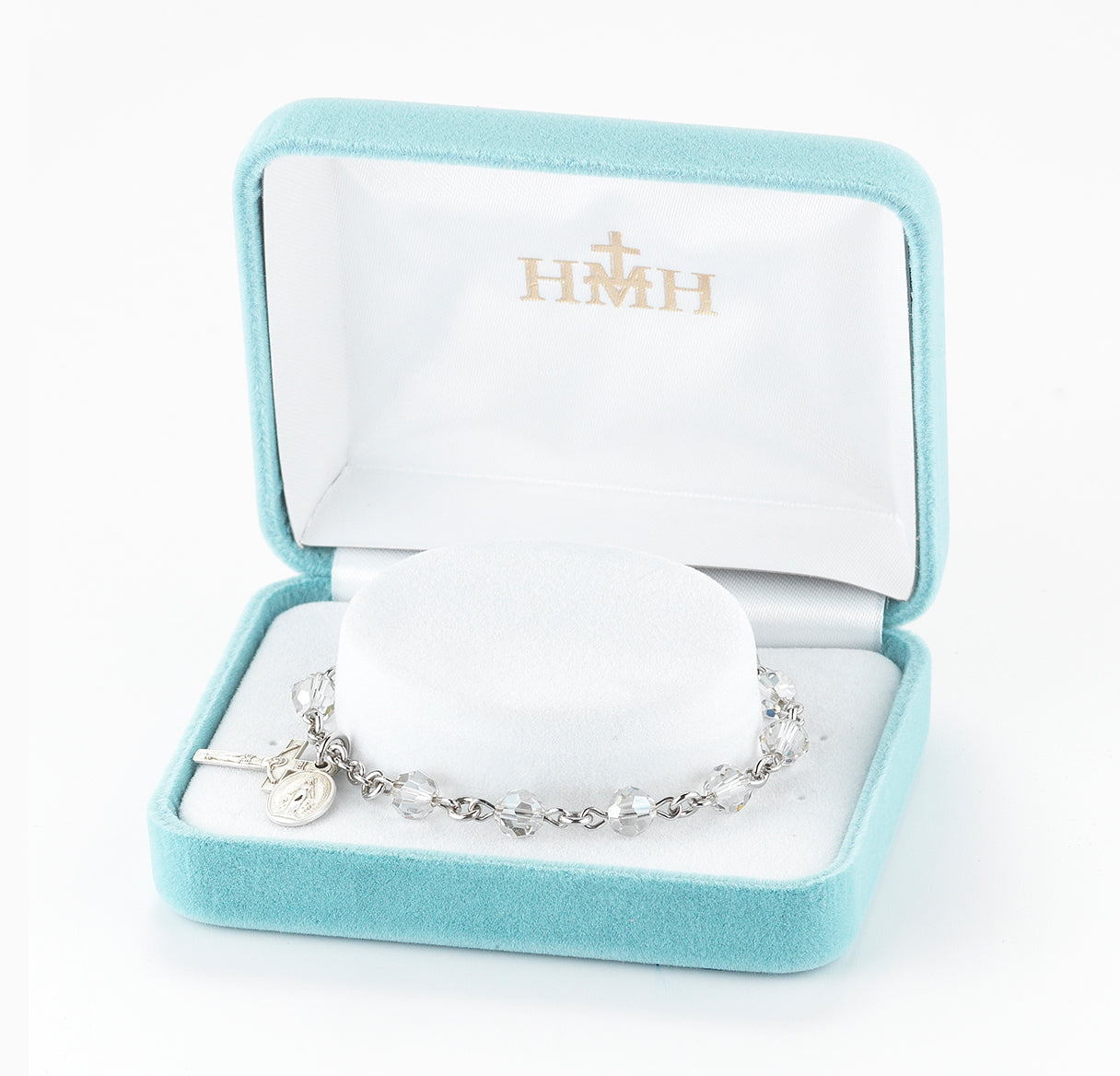 Rosary Bracelet Created with 6mm Smoked Finest Austrian Crystal Round Beads by HMH | Catholic Rosary