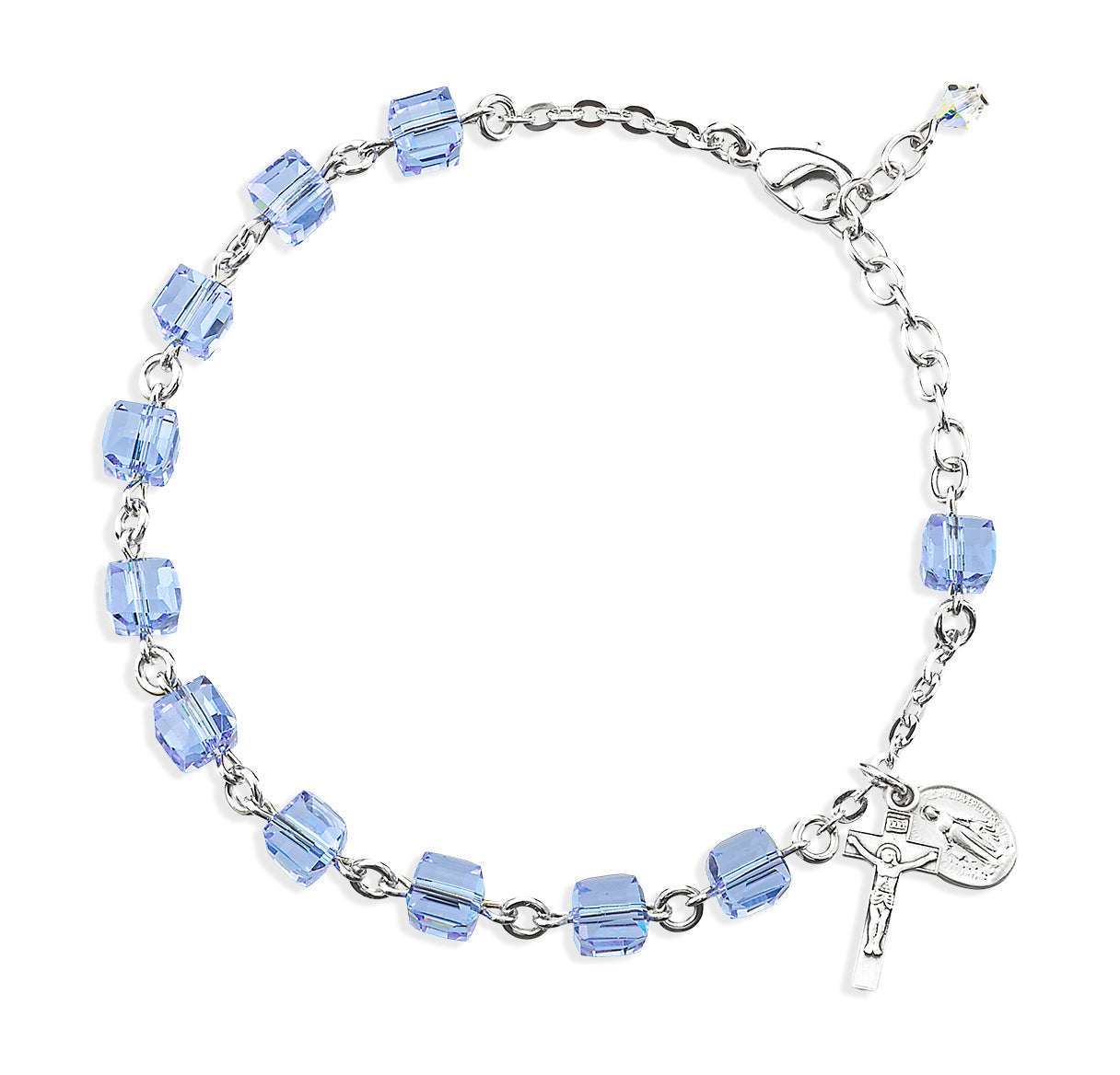 Violet Cube Sterling Silver Rosary Bracelet | .925 Silver