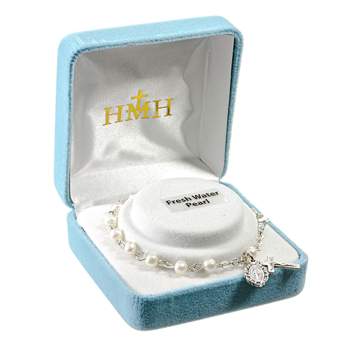 4mm White Freshwater Pearl Rosary Bracelet | Catholic Rosary
