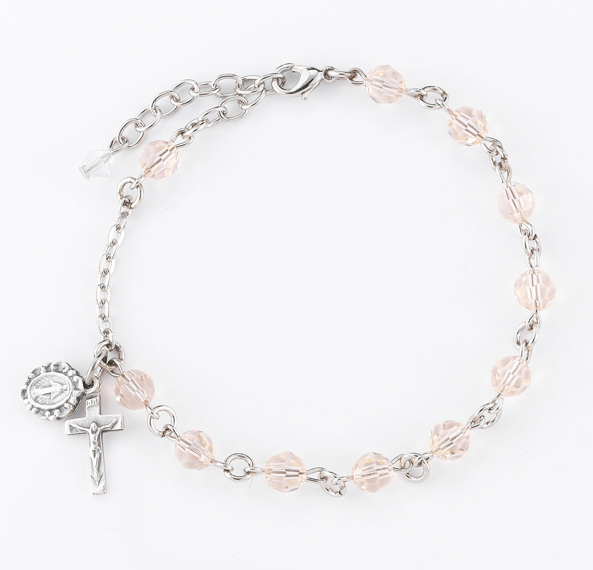 Round Crystal Rosary Bracelet Created with 6mm finest Austrian Crystal Silk Beads by HMH | Catholic Rosary