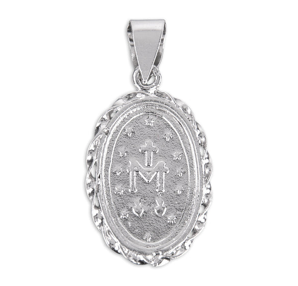 Light Blue Sterling Silver Cameo Miraculous Medal Necklace | .925 Silv