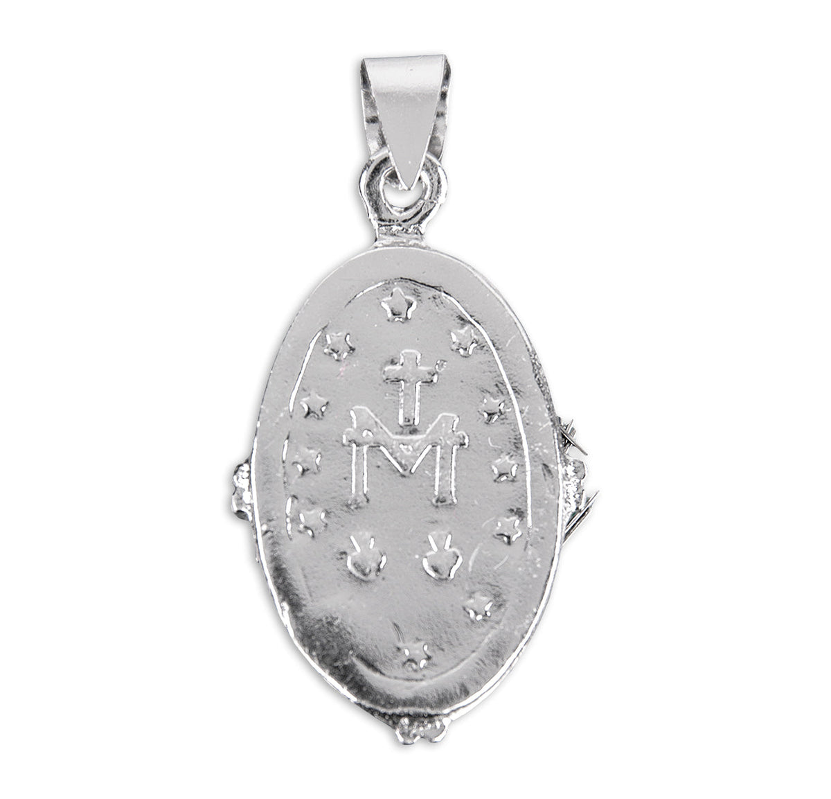 Dark Blue Sterling Silver Cameo Miraculous Medal Necklace | .925 Silver