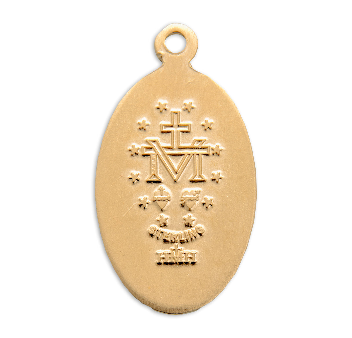 Gold Over Sterling Silver Oval Miraculous Medal Necklace | 16kt Gold Plated .925 Silver