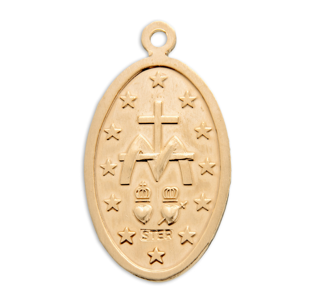 Gold Over Sterling Silver Oval Miraculous Medal Necklace | 16kt Gold Plated .925 Silver