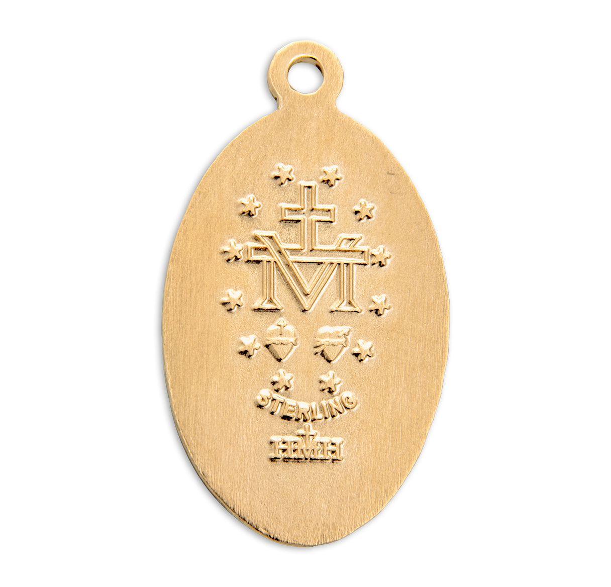 Gold Over Sterling Silver Oval Miraculous Medal Necklace | 16kt Gold Plated .925 Silver