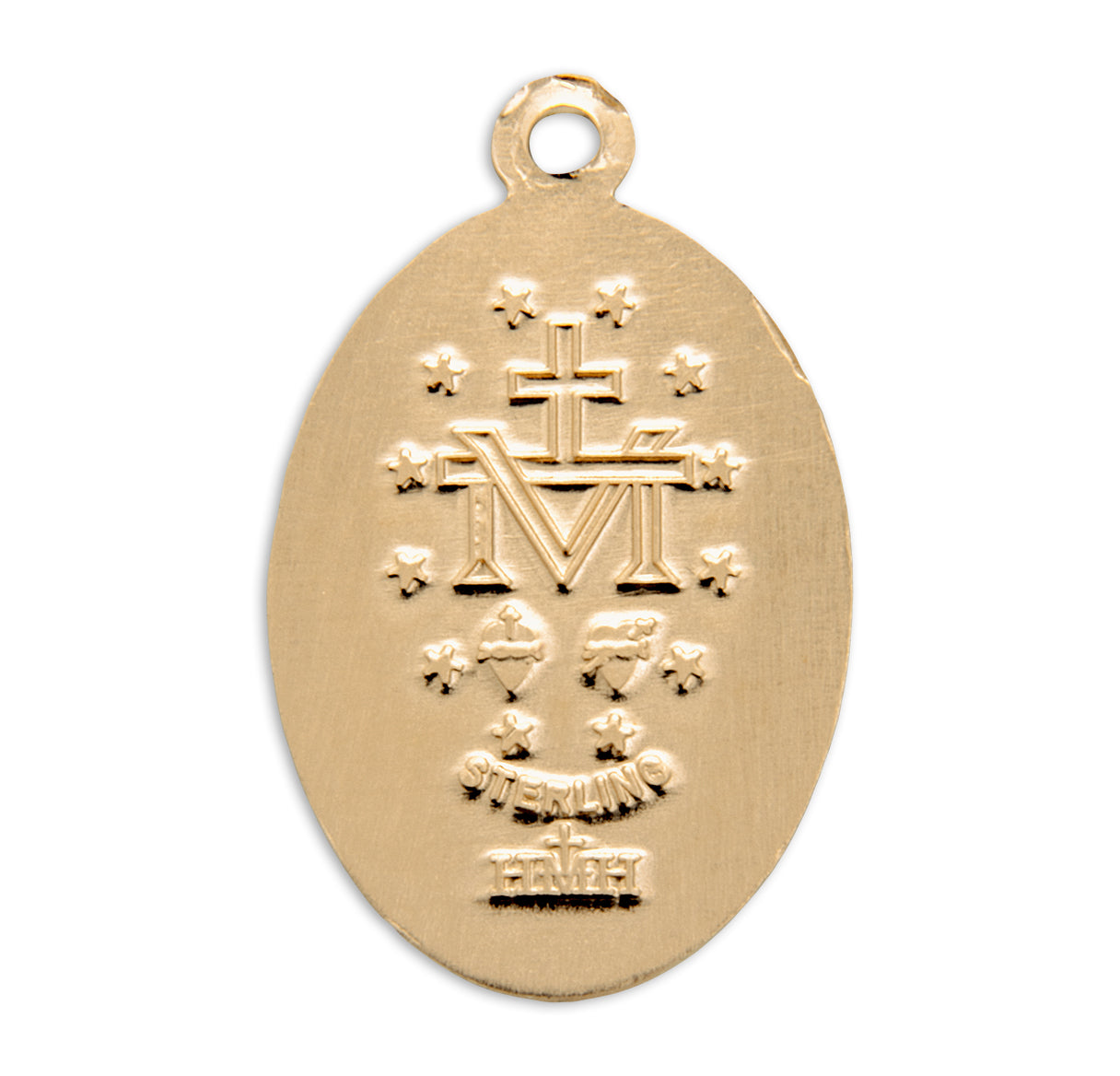 Gold Over Sterling Silver Oval Miraculous Medal Necklace | 16kt Gold Plated .925 Silver
