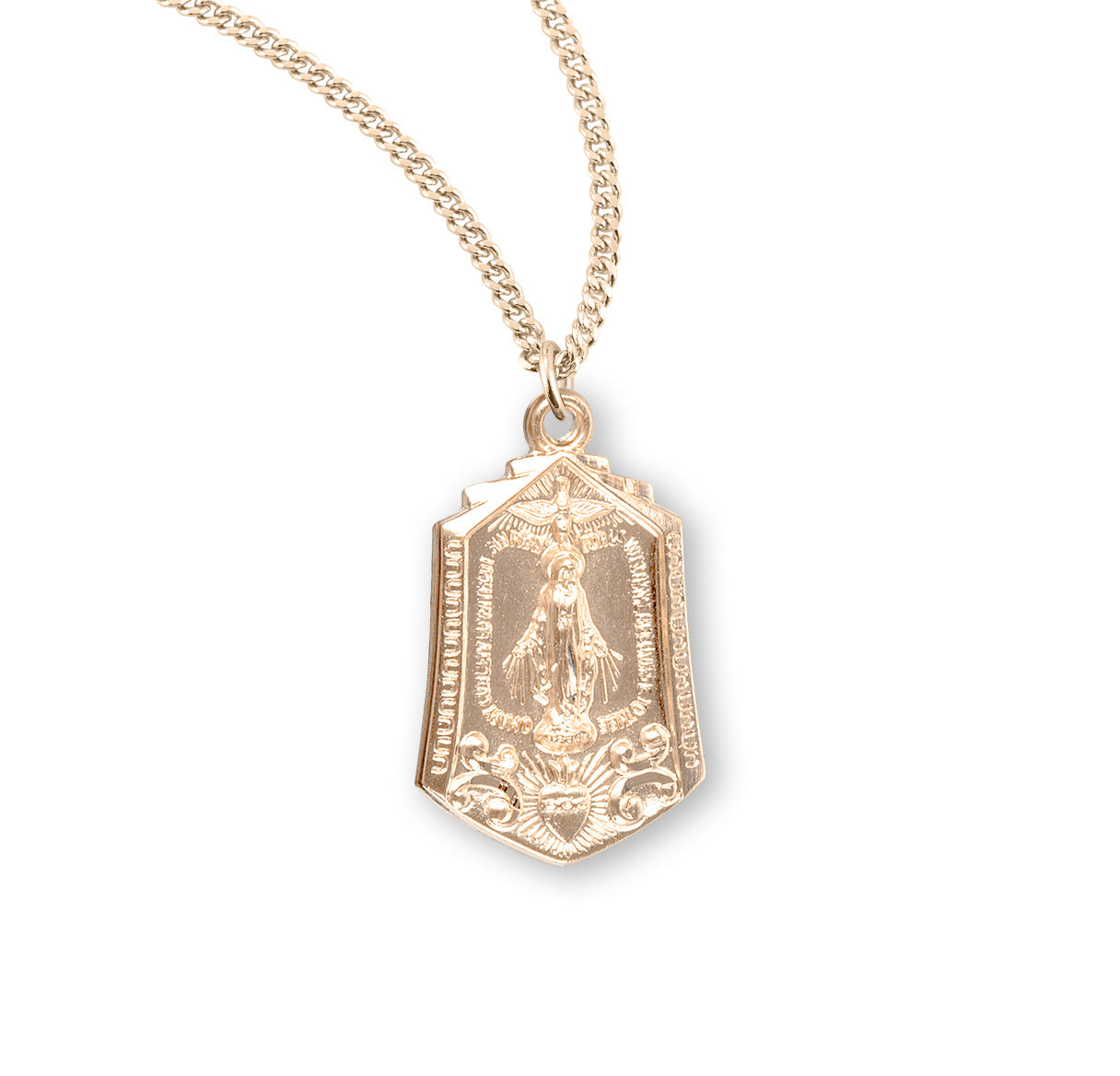 Gold Over Sterling Silver Miraculous Medal Necklace | 16kt Gold Plated .925 Silver