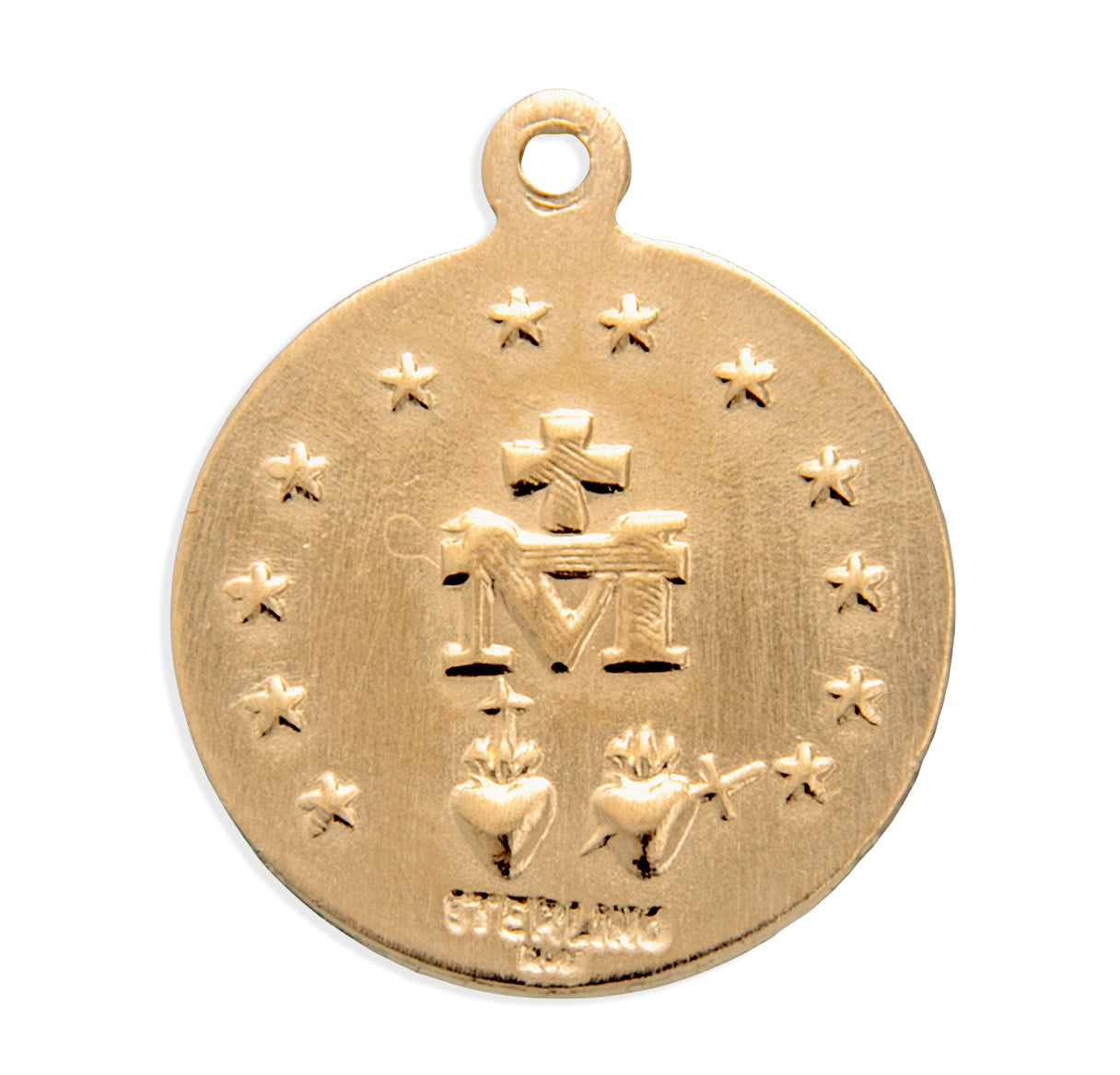Gold Over Sterling Silver Round Miraculous Medal Necklace | 16kt Gold Plated .925 Silver