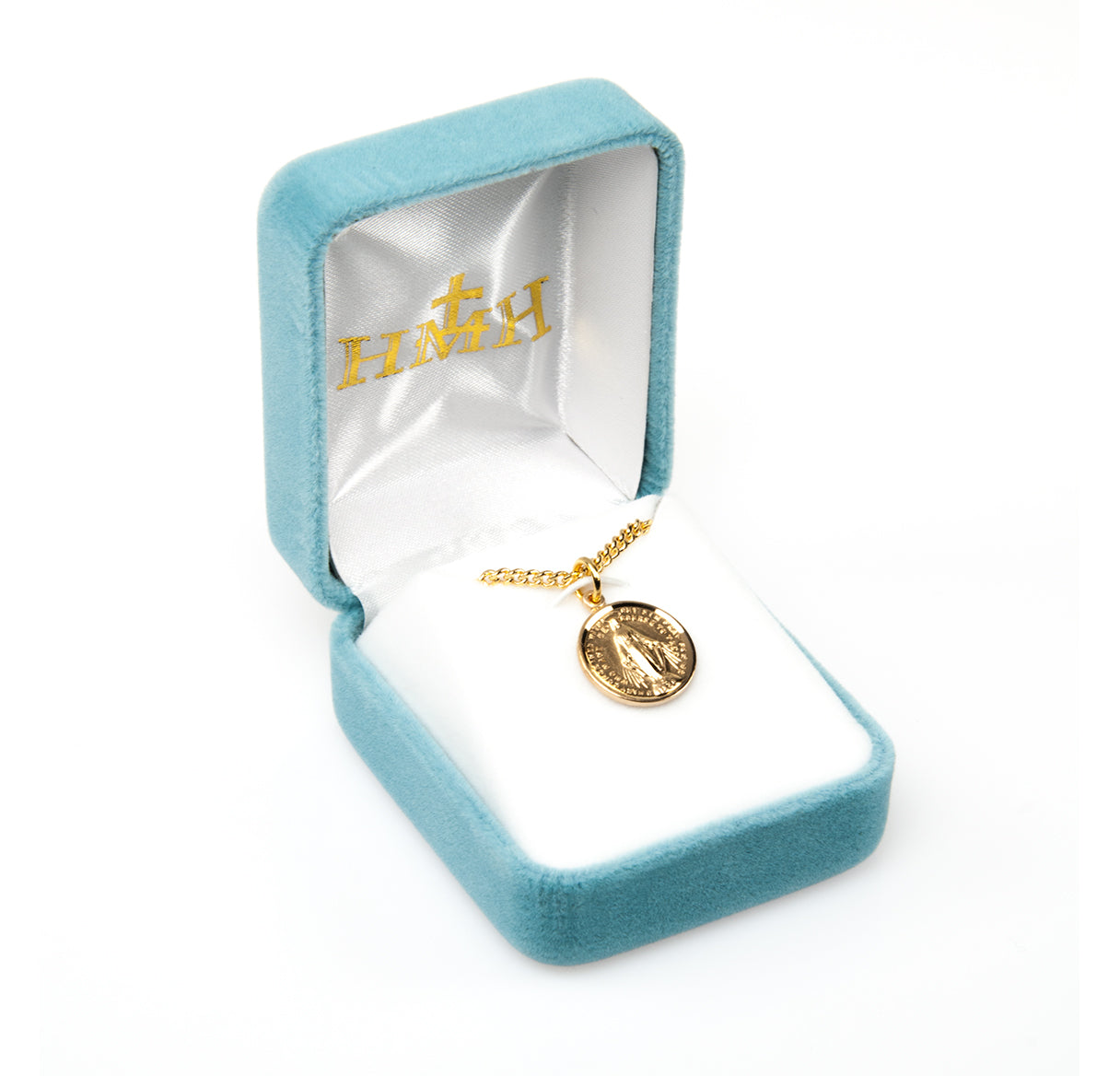 Gold Over Sterling Silver Round Miraculous Medal Necklace | 16kt Gold Plated .925 Silver