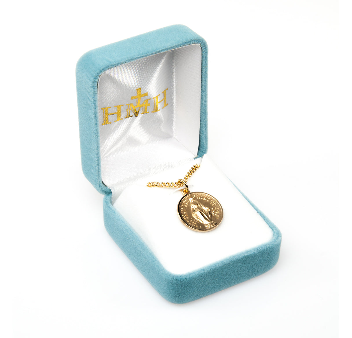 Gold Over Sterling Silver Round Miraculous Medal Necklace | 16kt Gold Plated .925 Silver