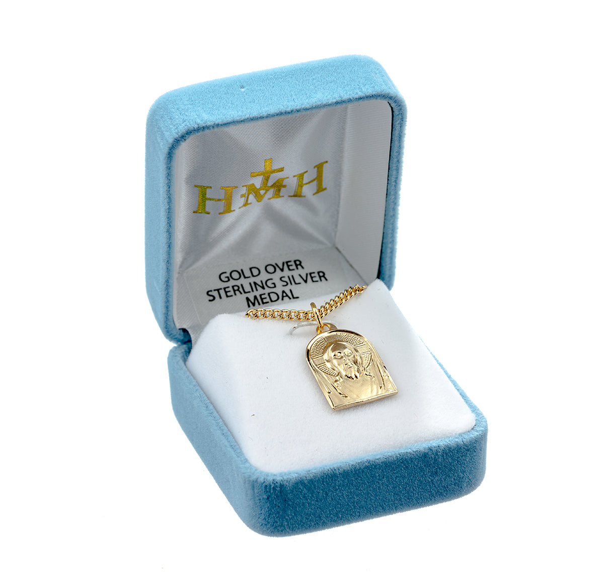 Gold Over Sterling Silver Medal of Christ Necklace | 16kt Gold Plated .925 Silver