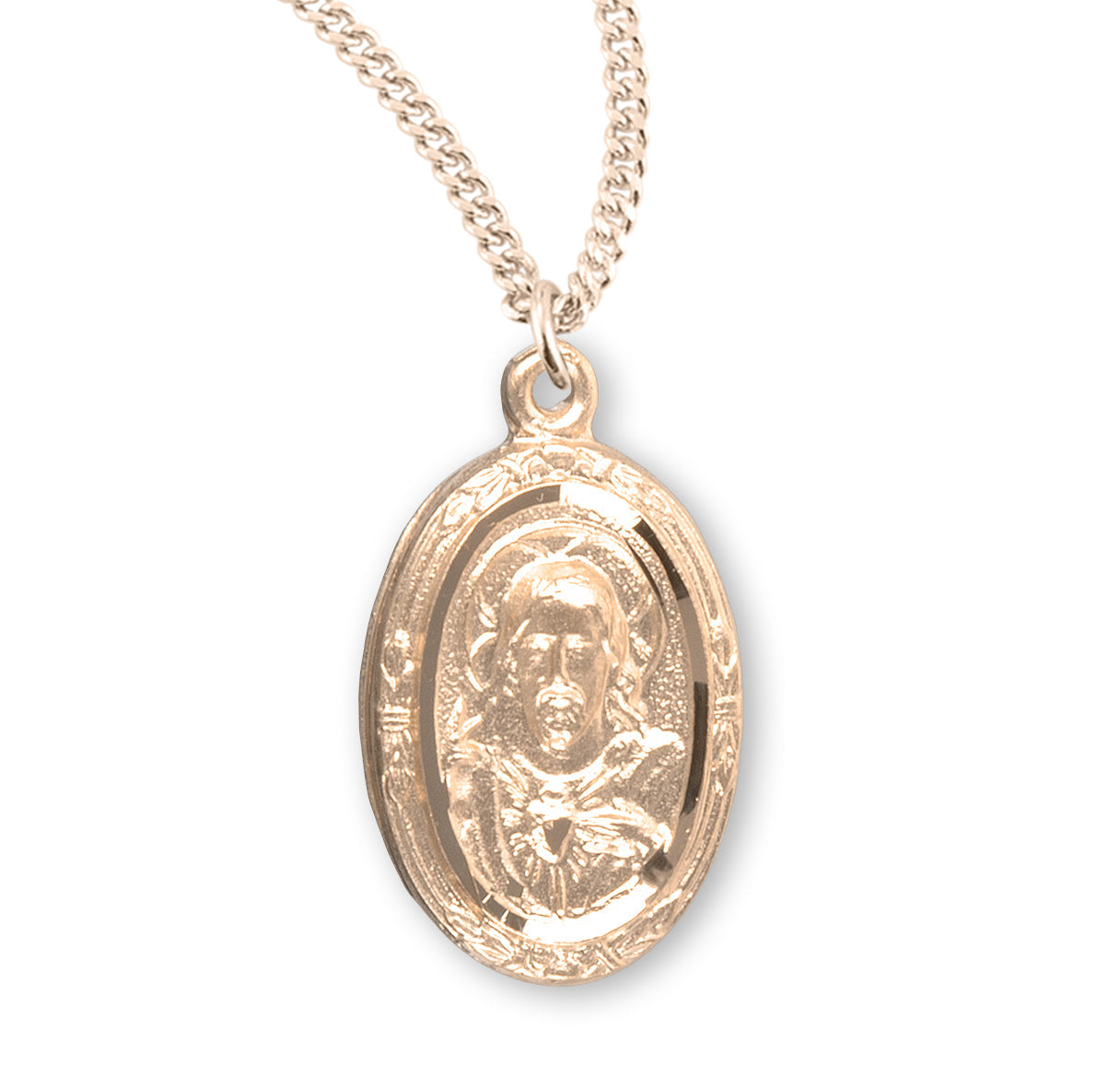 Gold Over Sterling Silver Scapular Medal Necklace | 16kt Gold Plated .925 Silver