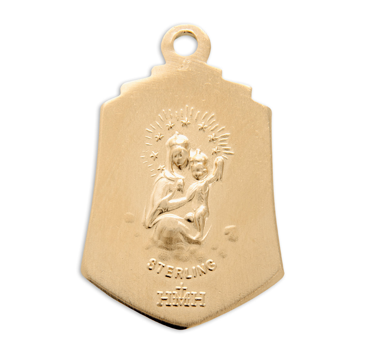 Gold Over Sterling Silver Scapular Medal Necklace | 16kt Gold Plated .925 Silver