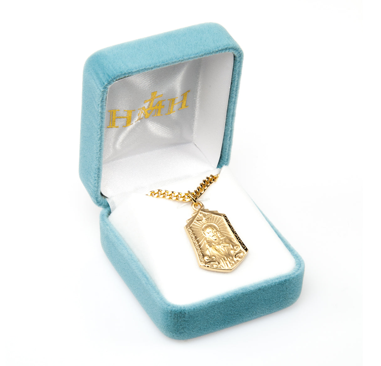 Gold Over Sterling Silver Scapular Medal Necklace | 16kt Gold Plated .925 Silver