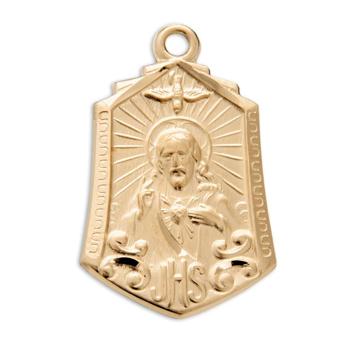 Gold Over Sterling Silver Scapular Medal Necklace | 16kt Gold Plated .925 Silver