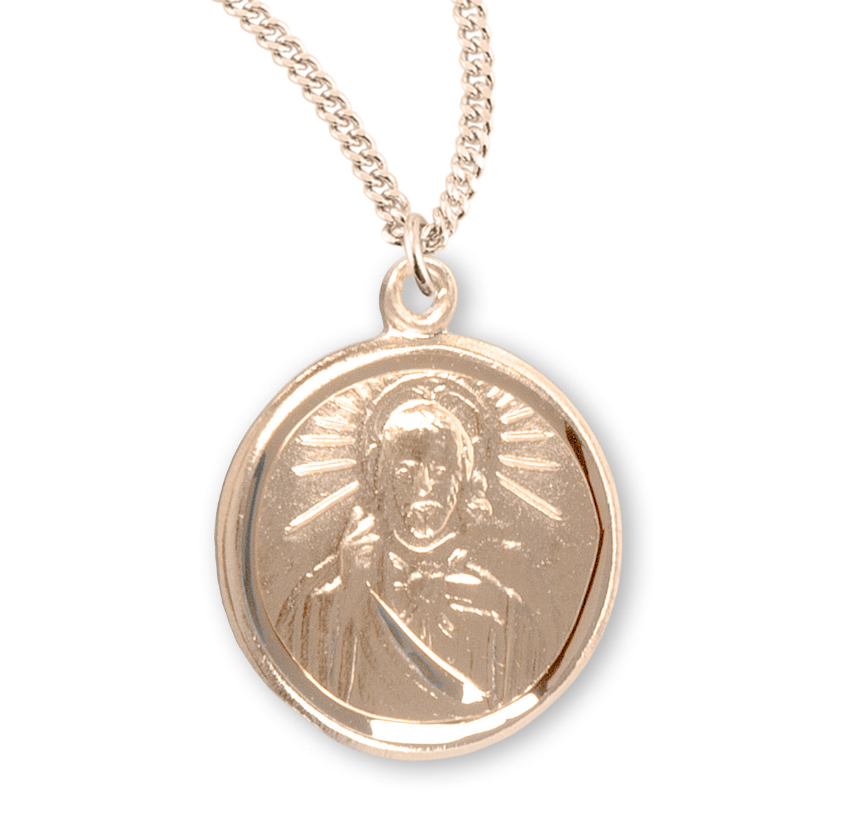 Gold Over Sterling Silver Scapular Medal Necklace | 16kt Gold Plated .925 Silver