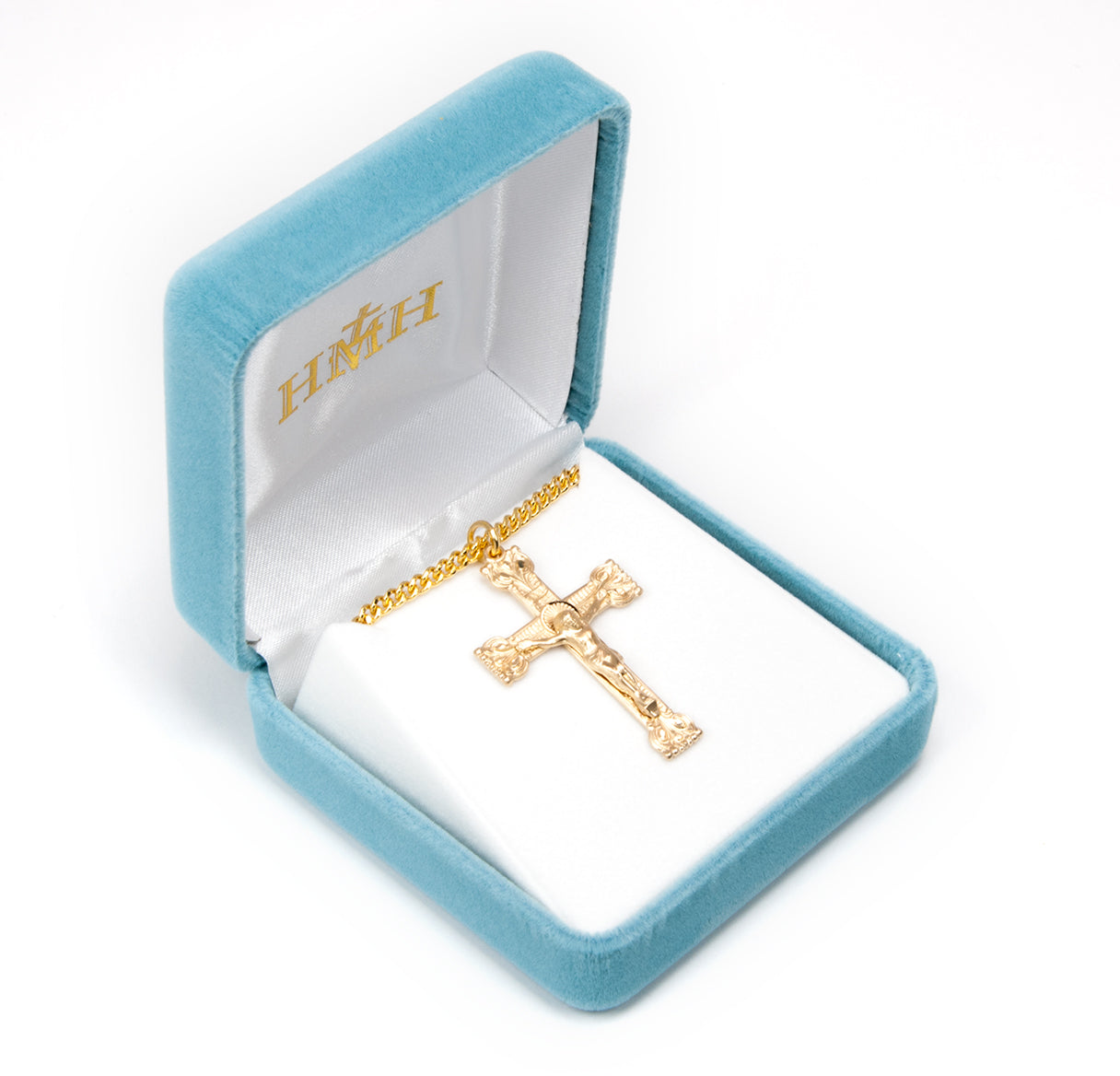 Gold Over Sterling Silver Highly Detailed Crucifix Necklace | 16kt Gold Plated .925 Silver