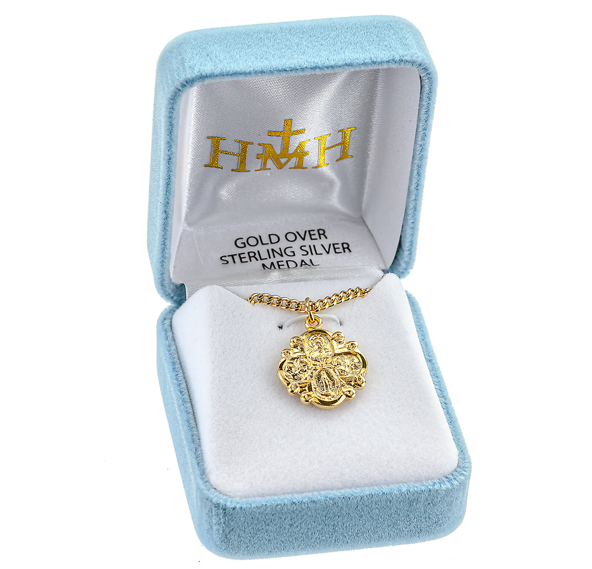 Gold Over Sterling Silver Four-Way Medal Necklace | 16kt Gold Plated .925 Silver