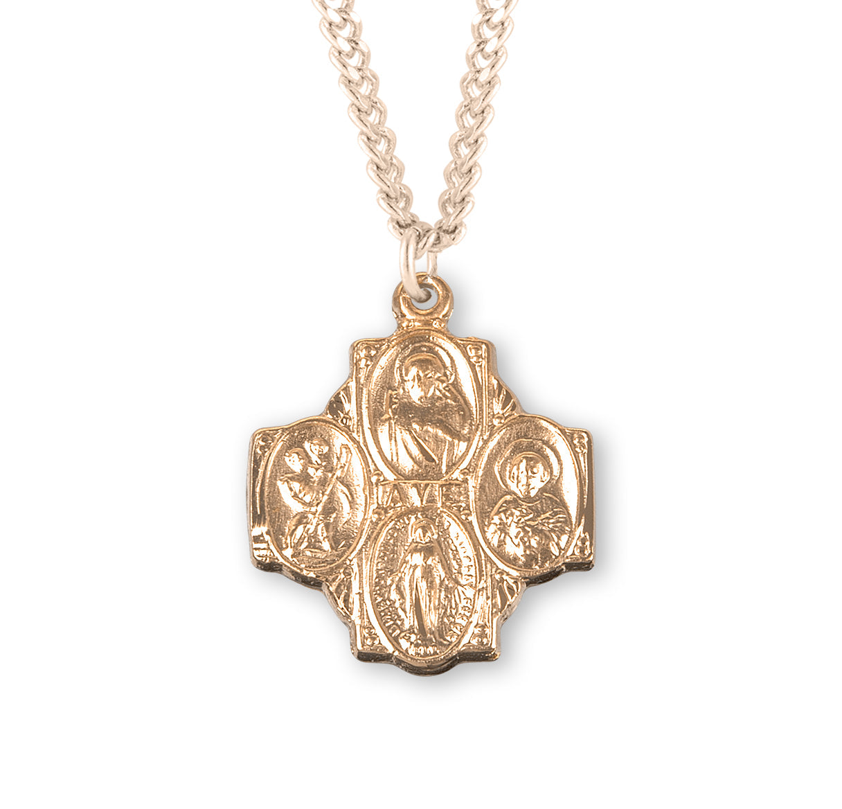 Gold Over Sterling Silver Four-Way Medal Necklace | 16kt Gold Plated .925 Silver