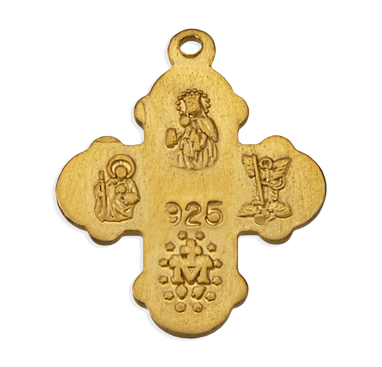 Gold Over Sterling Silver Small 4-Way Medal Necklace | 16kt Gold Plated .925 Silver