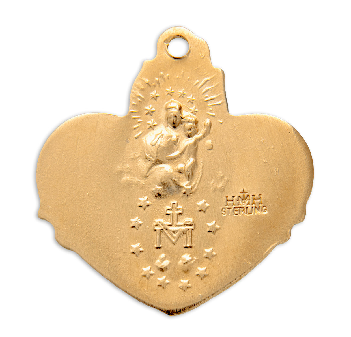 Gold Over Sterling Silver Heart Shape 4-Way Medal Necklace | 16kt Gold Plated .925 Silver